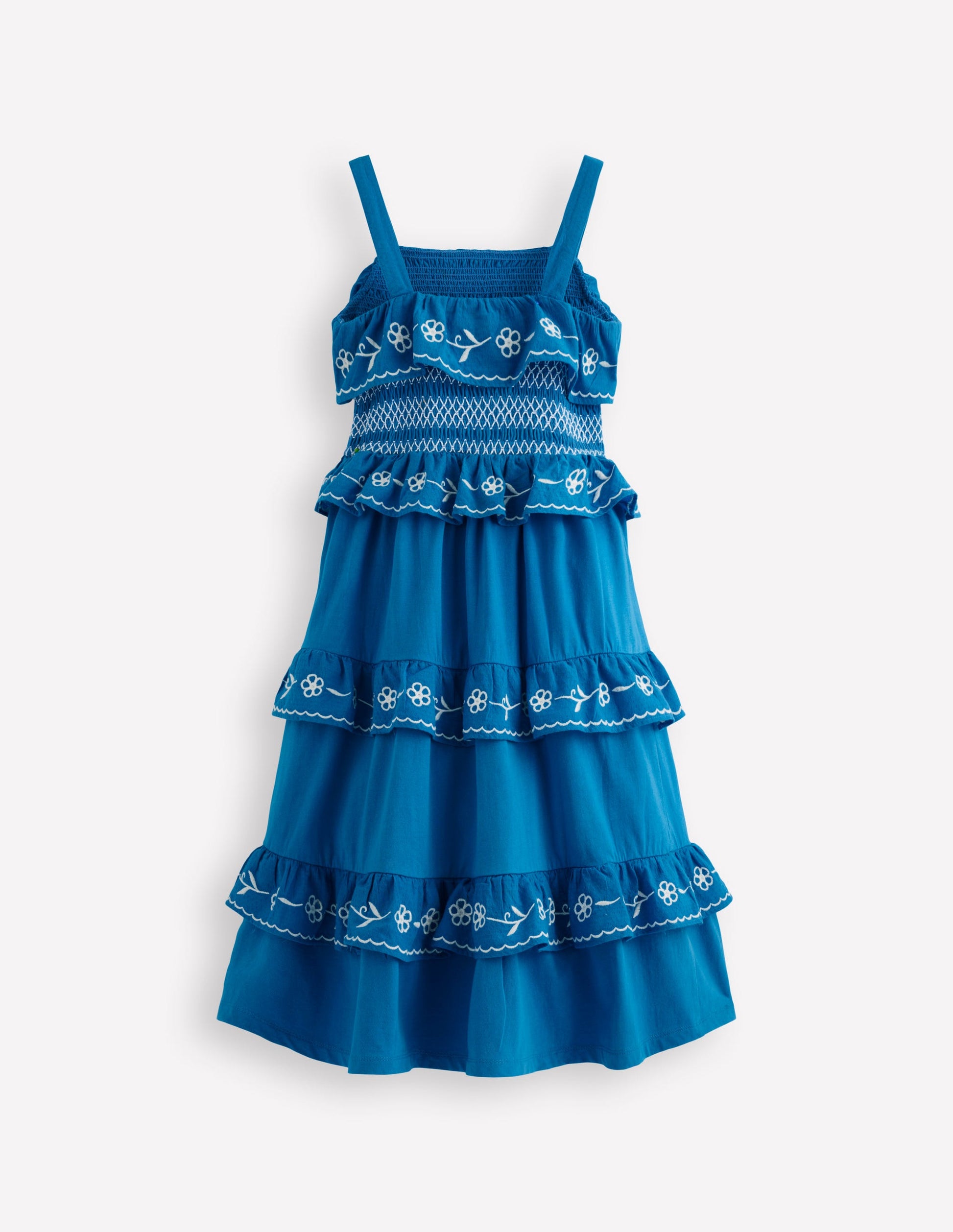 Jersey Embroidered Midi Dress-Kingfisher Blue-5