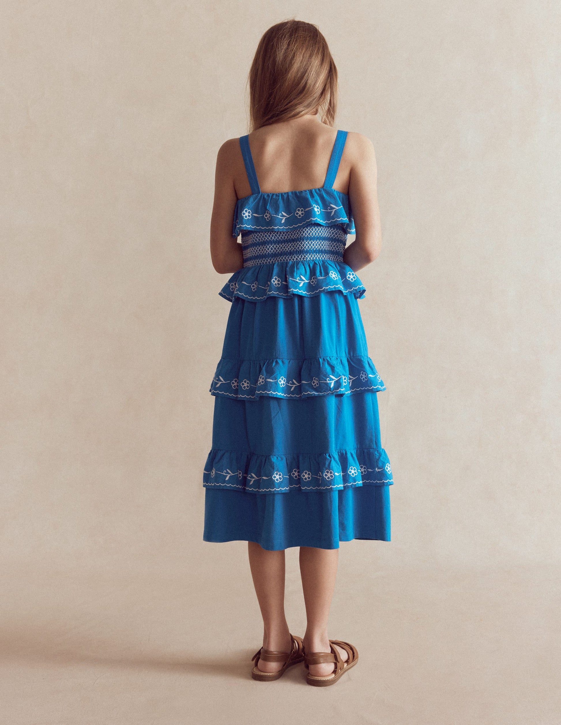 Jersey Embroidered Midi Dress-Kingfisher Blue-3
