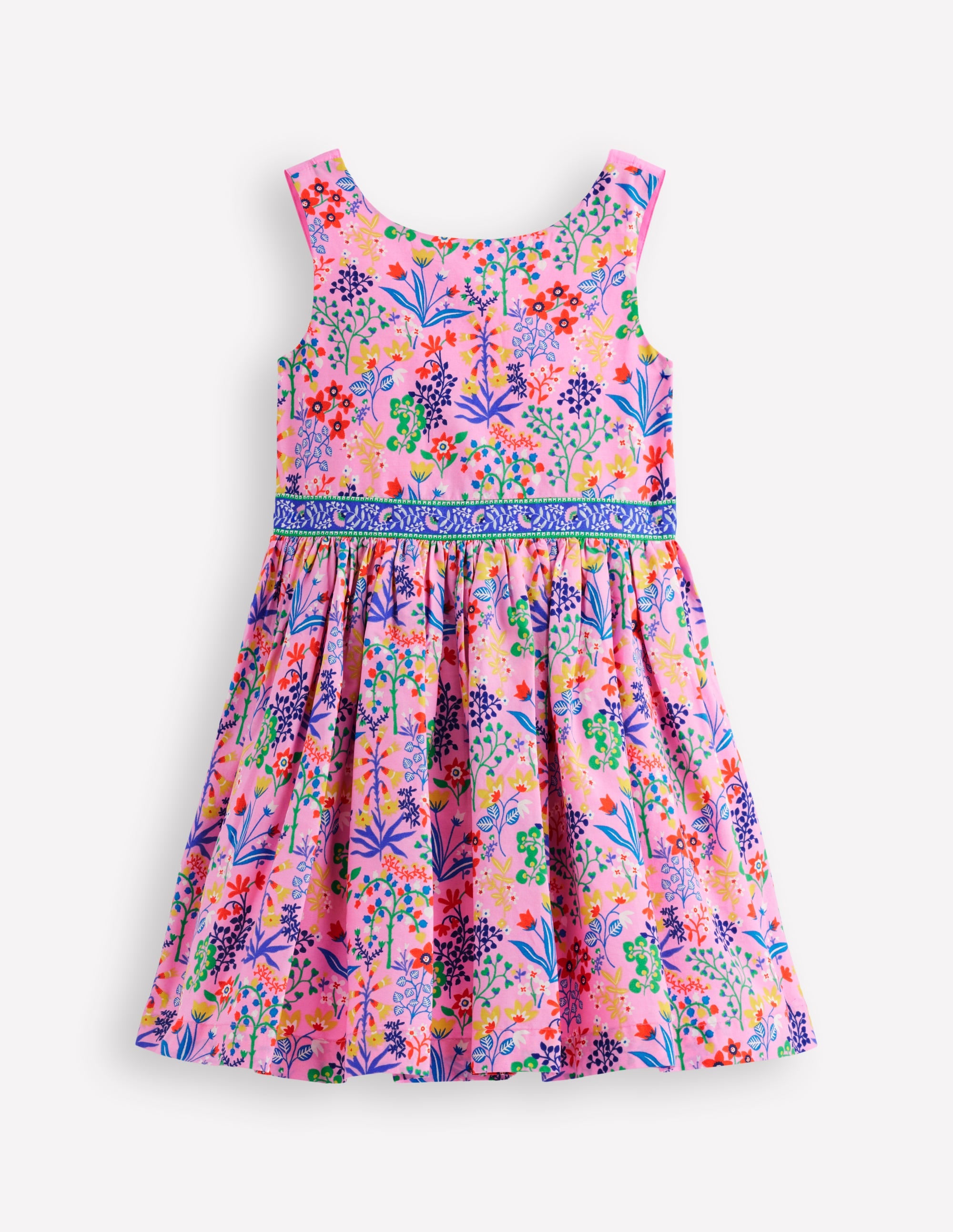 Multi Strap Flare Dress-Meadowsweet Pink Garden Floral - Image 1