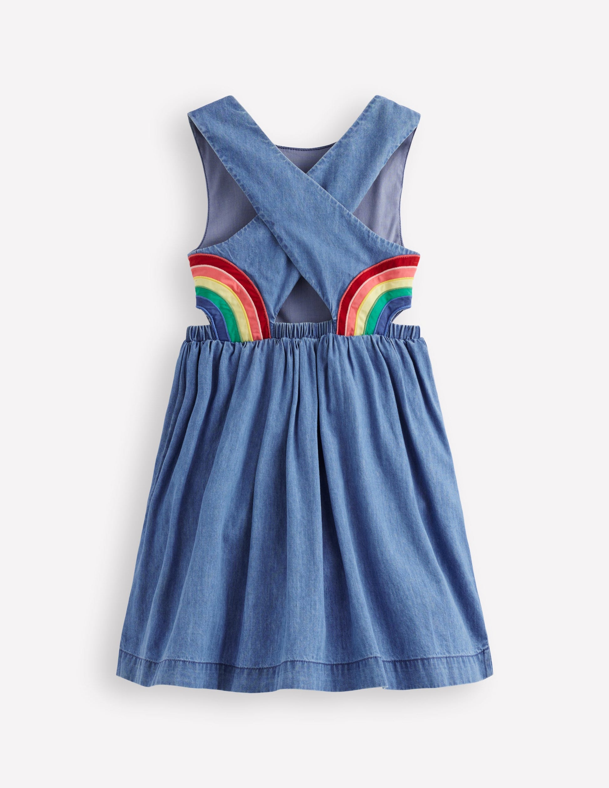 Rainbow Cross Back Dress-Light Wash Rainbow-4