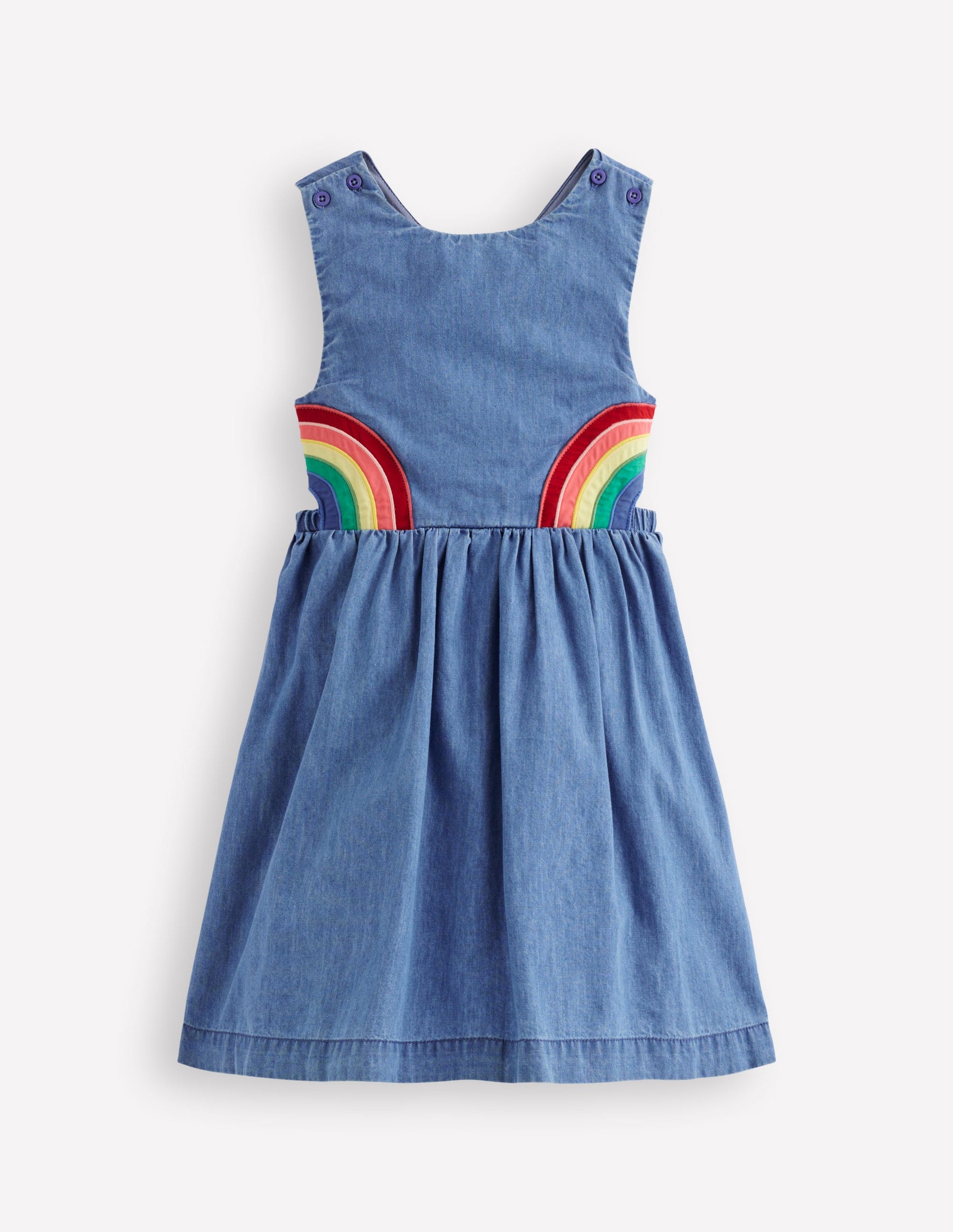 Rainbow Cross Back Dress-Light Wash Rainbow-3