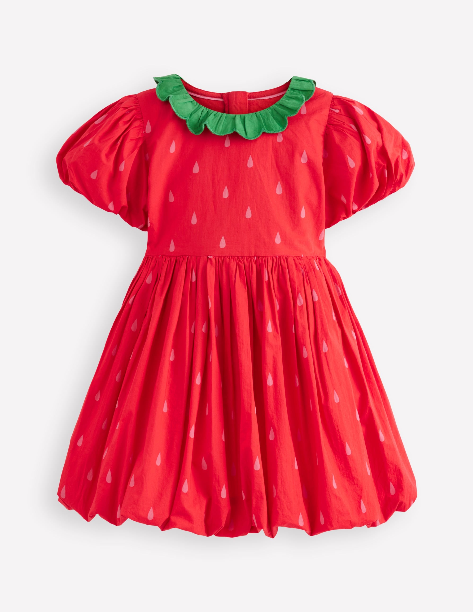 Bubble Hem Dress-Poppy Red Strawberry - Image 1