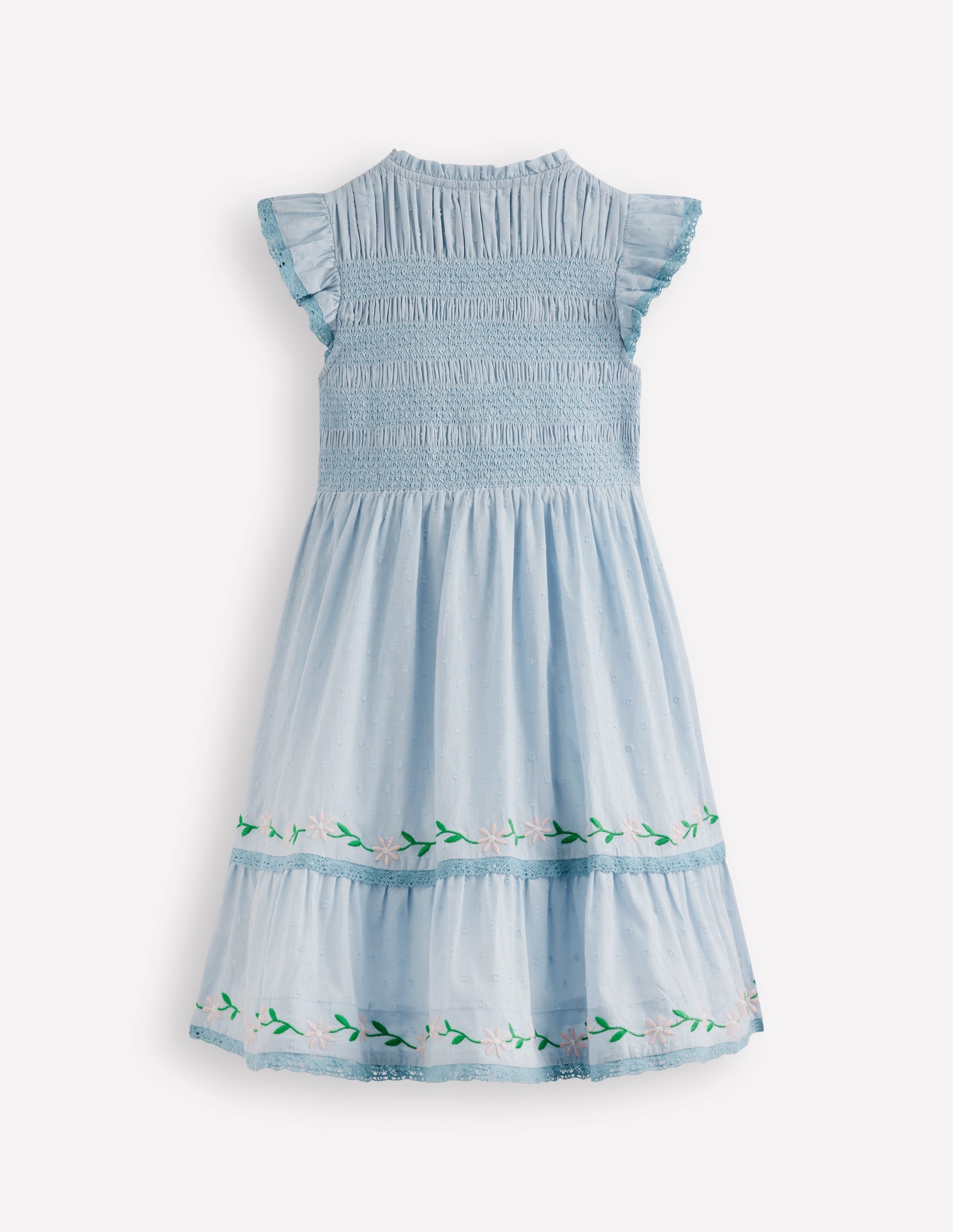 Shirred Bodice Midi Dress-Misty Blue - Image 2