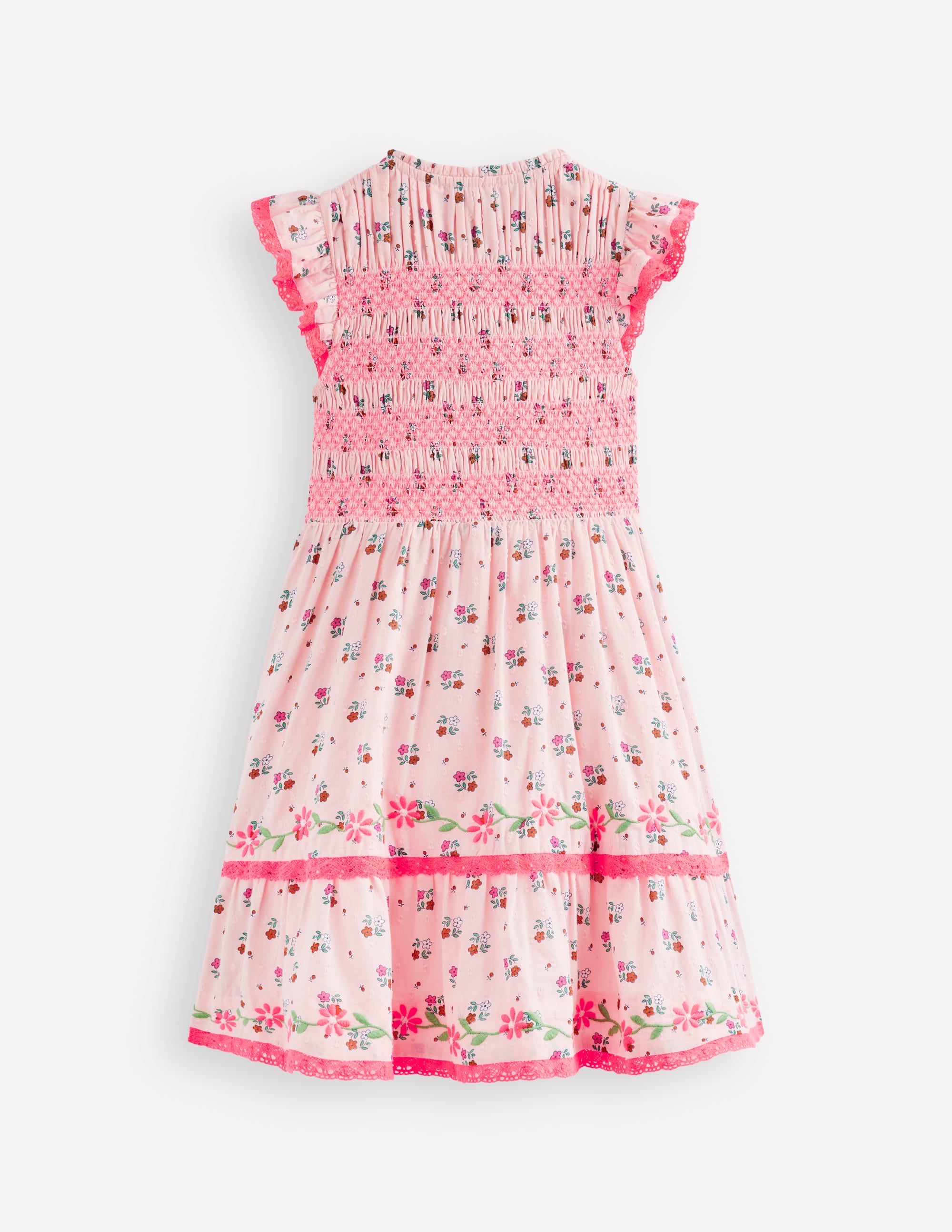 Shirred Bodice Midi Dress-Chalk Pink Daisy Chain - Image 6