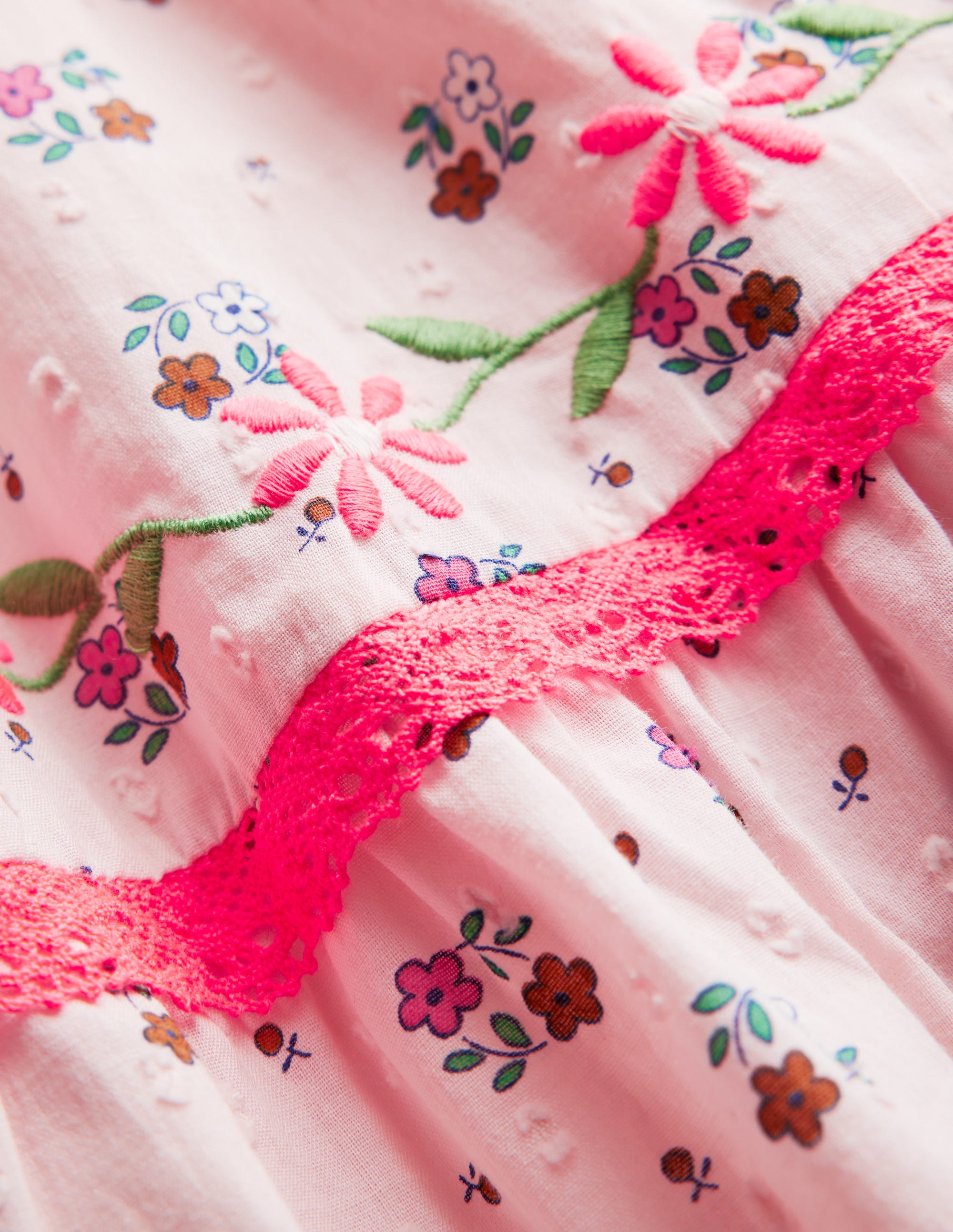 Shirred Bodice Midi Dress-Chalk Pink Daisy Chain - Image 7