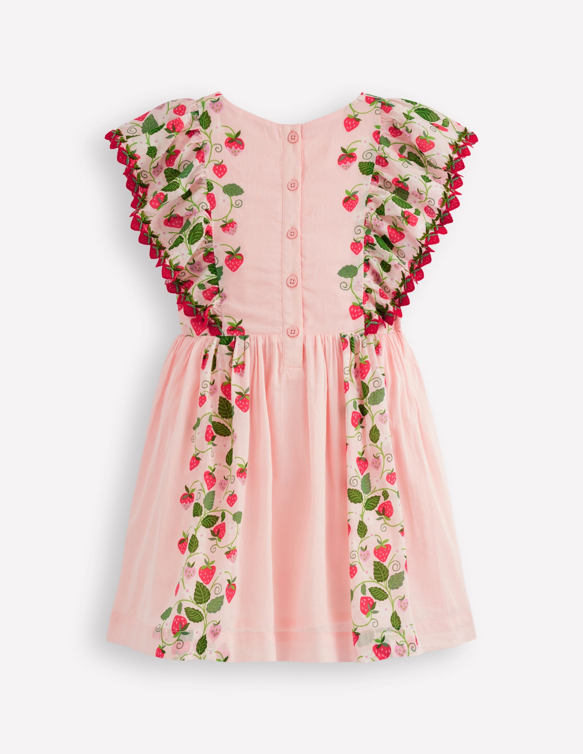 Pretty Woven Dress-Chalk Pink Strawberry Vine - Image 2