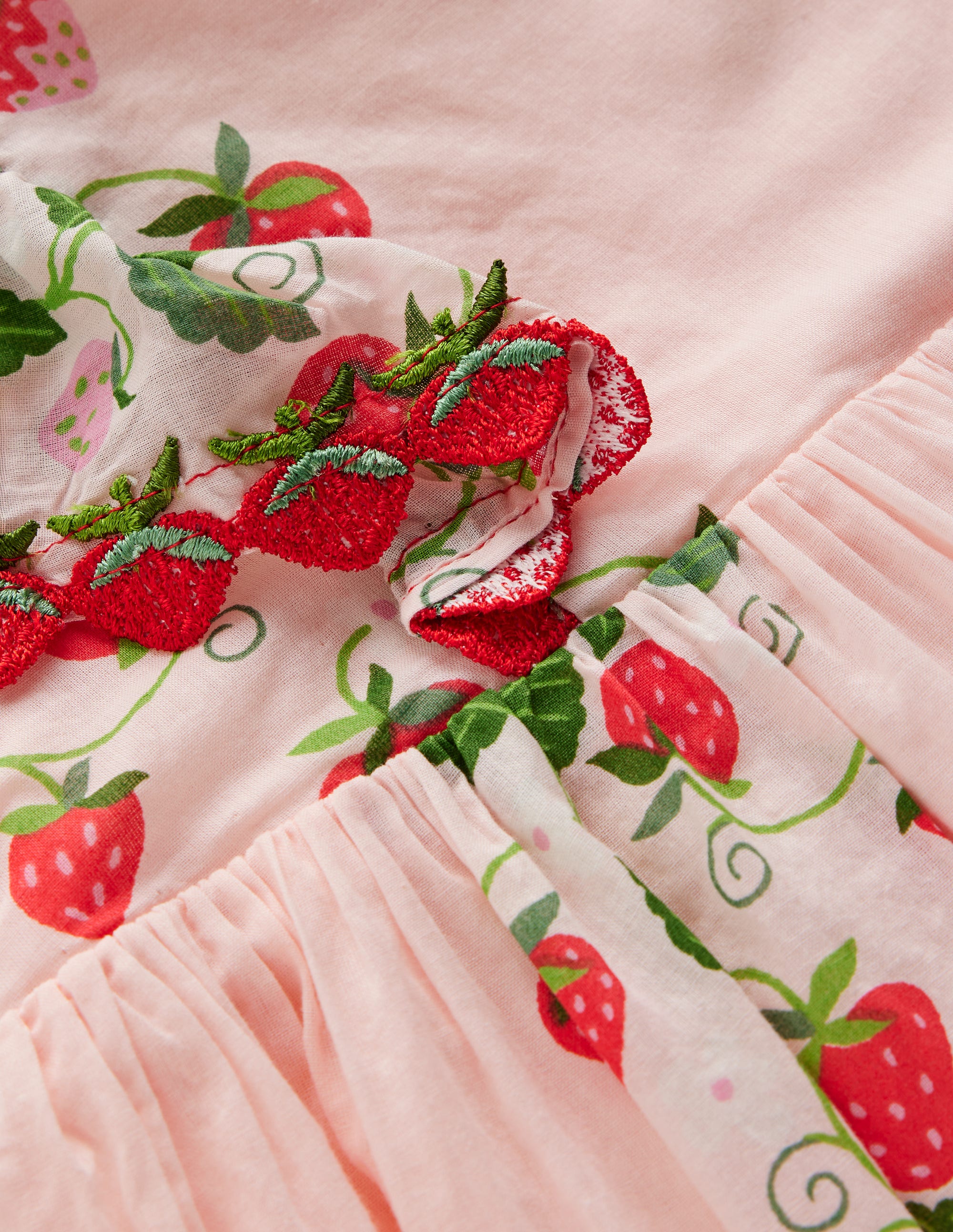 Pretty Woven Dress-Chalk Pink Strawberry Vine - Image 3