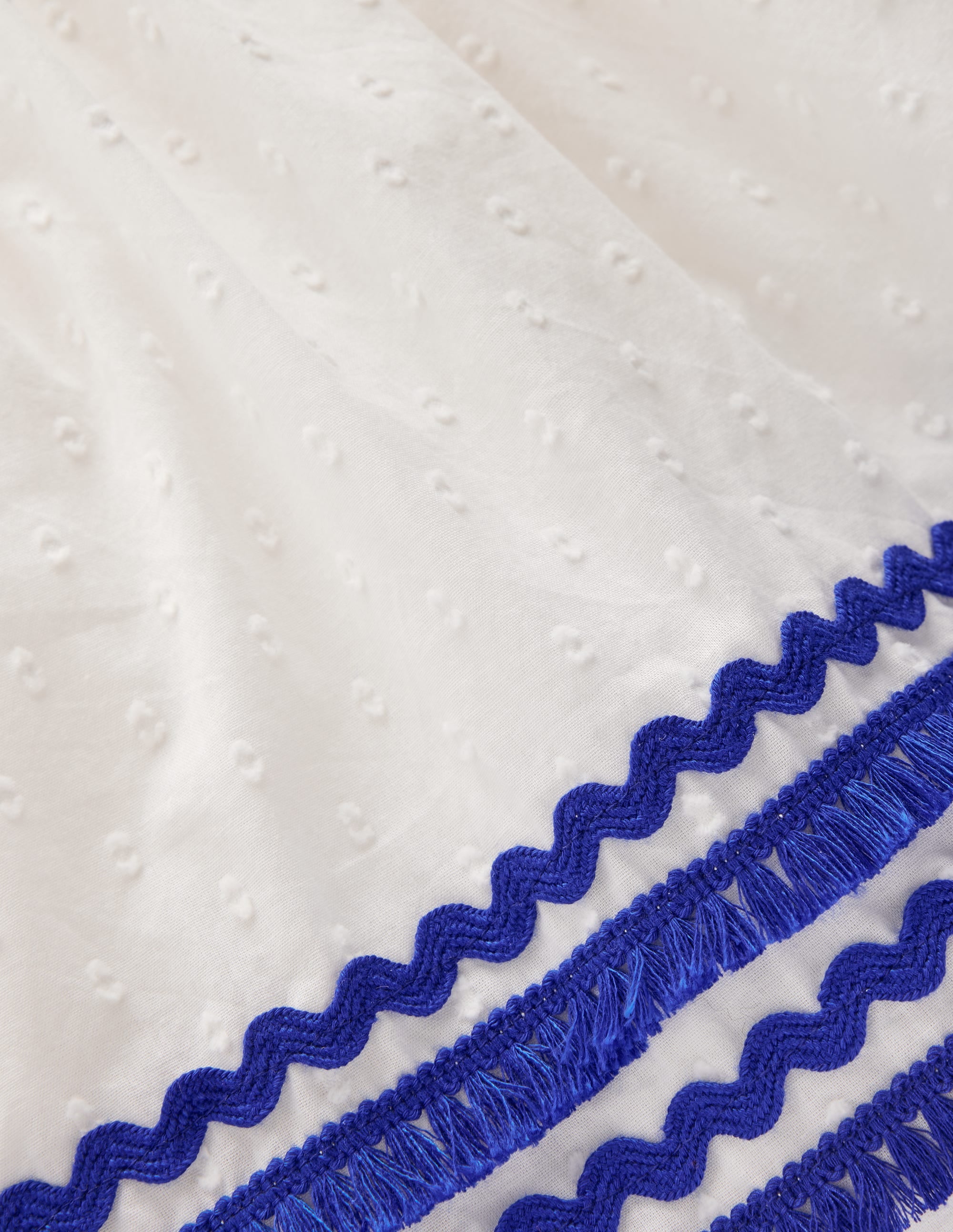 Flutter Sleeve Ric Rac Dress-Soft Ivory/ Bright Blue - Image 3