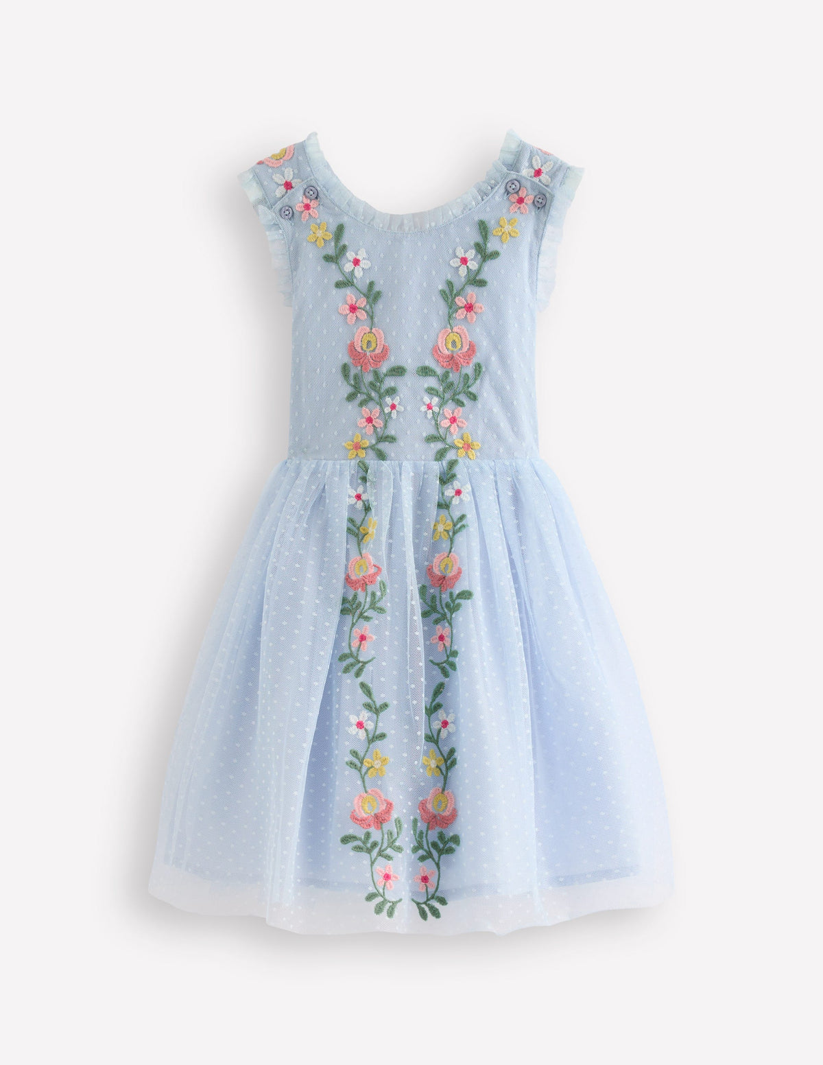 Tulle Cross Back Dress-Blue - Image 1