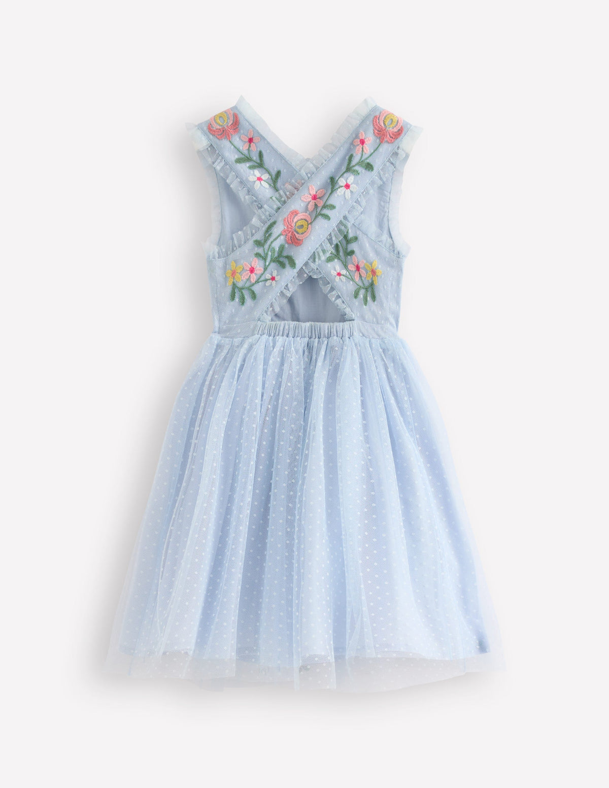 Tulle Cross Back Dress-Blue - Image 2