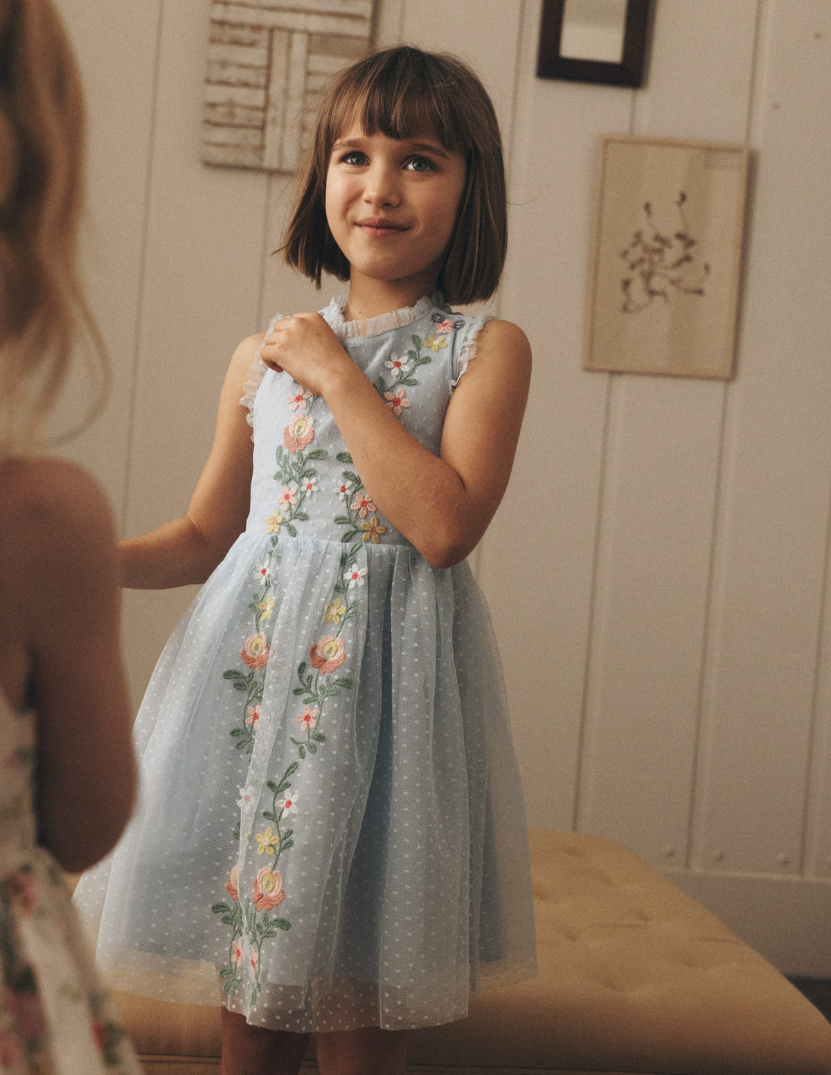 Tulle Cross Back Dress-Blue - Image 4
