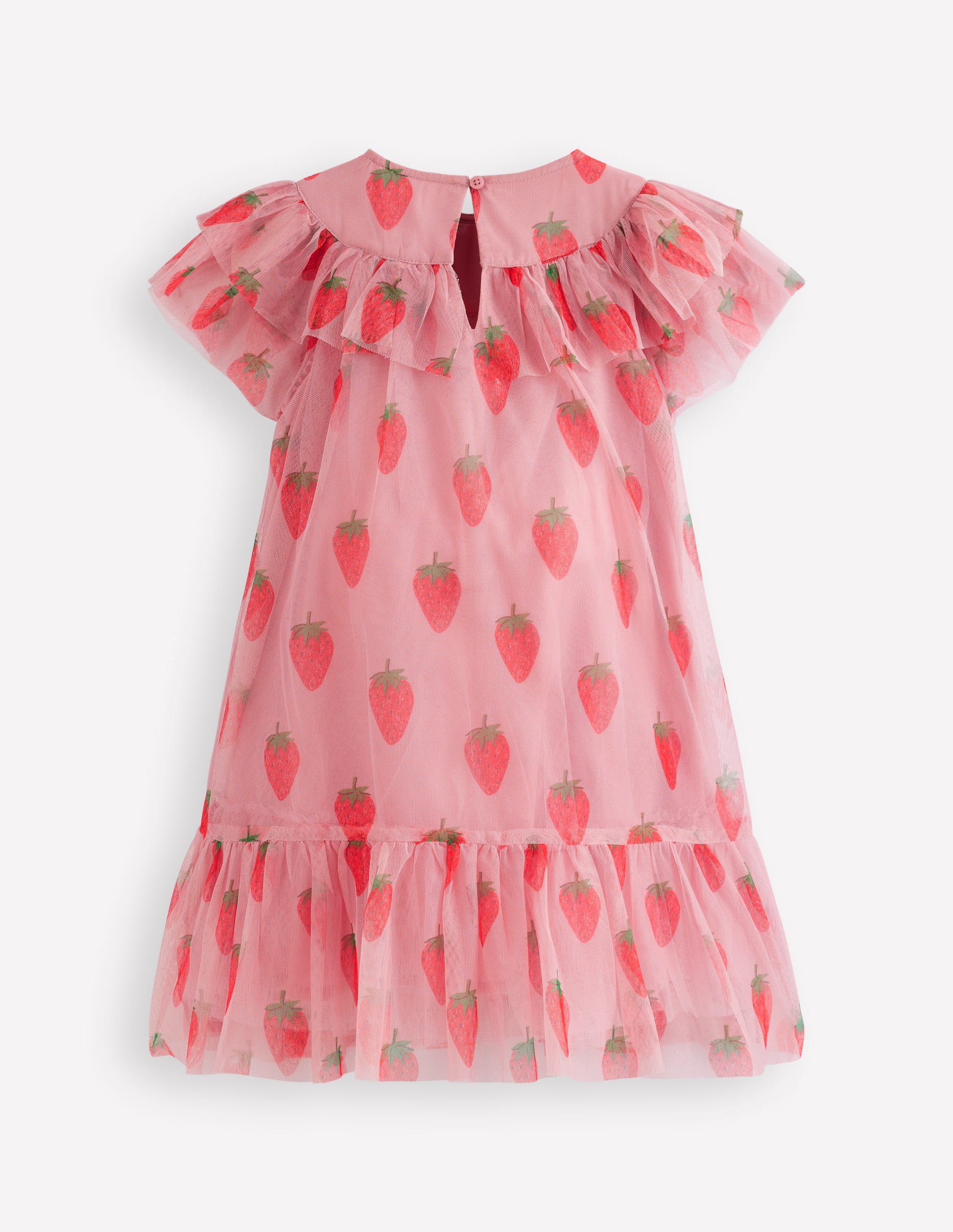 Printed Tulle Dress-Vintage Pink Strawberry Stamp-2