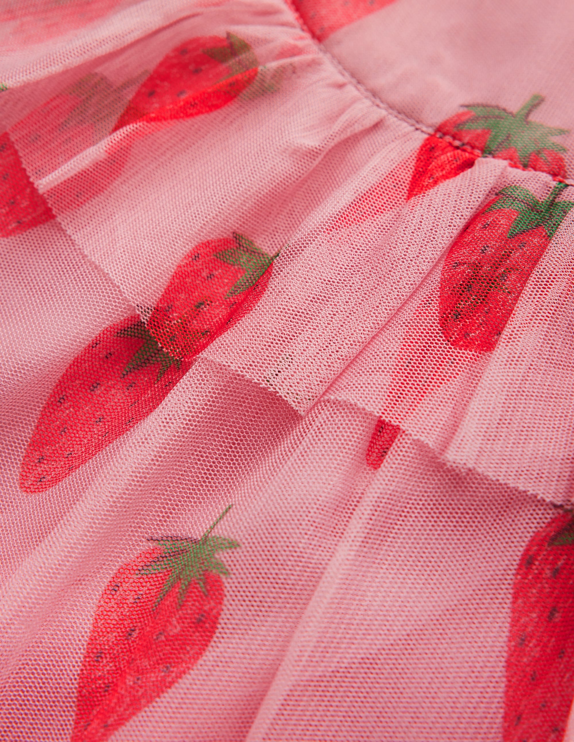Printed Tulle Dress-Vintage Pink Strawberry Stamp - Image 3