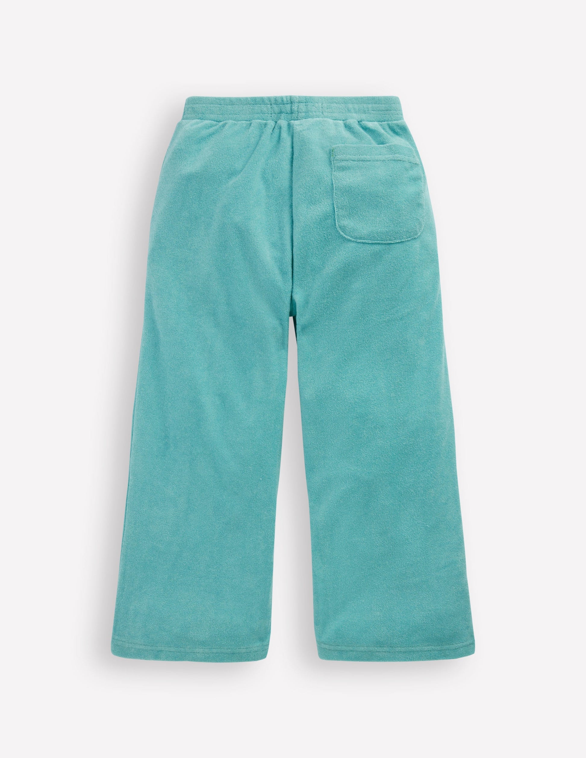 Straight Towelling Trousers-Blue Embroidery-2