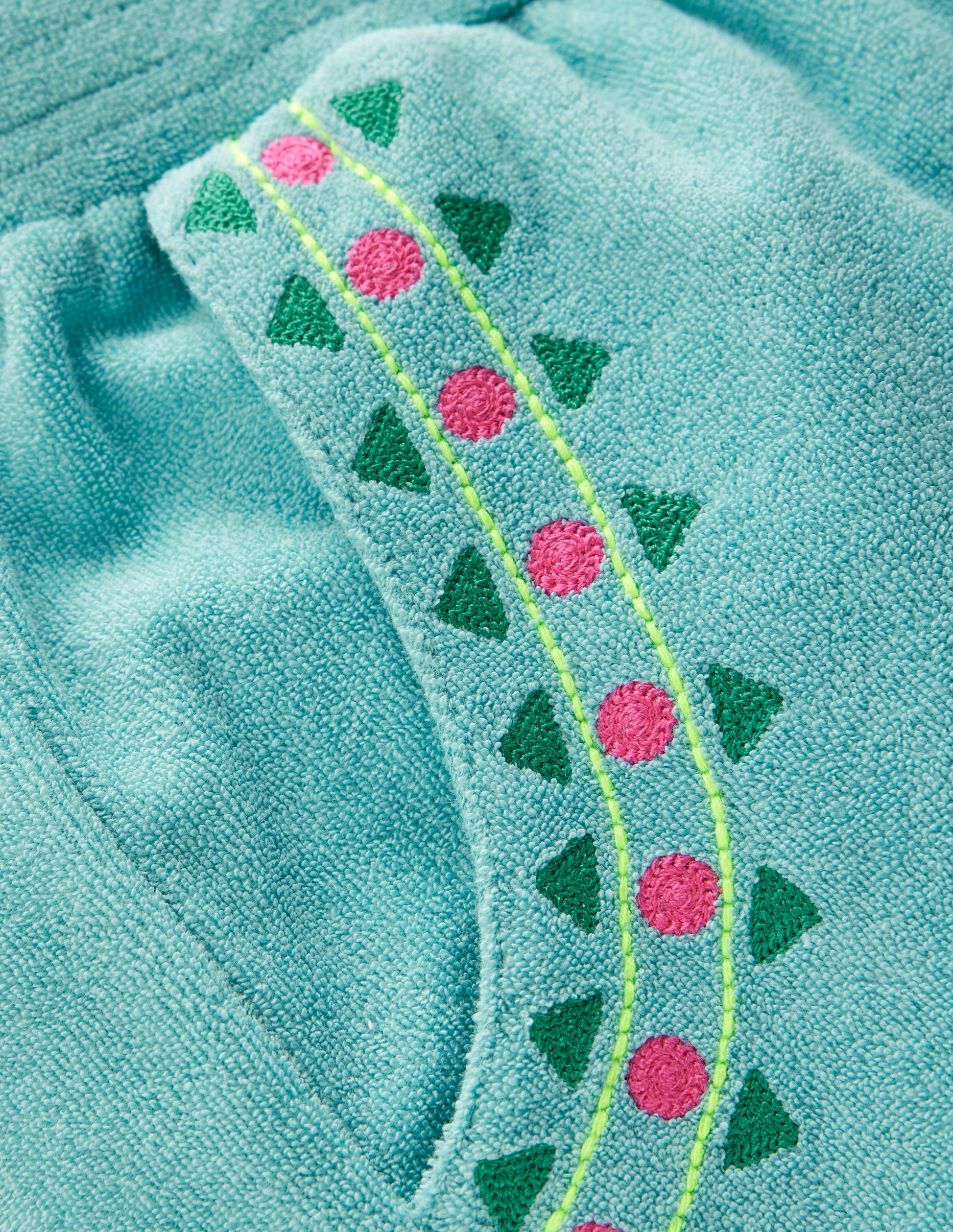 Straight Towelling Trousers-Blue Embroidery-3