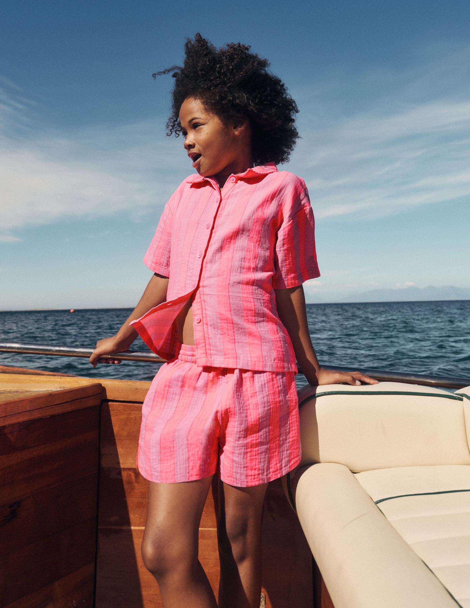 Pull-on Woven Shorts-Formica Pink Stripe-1