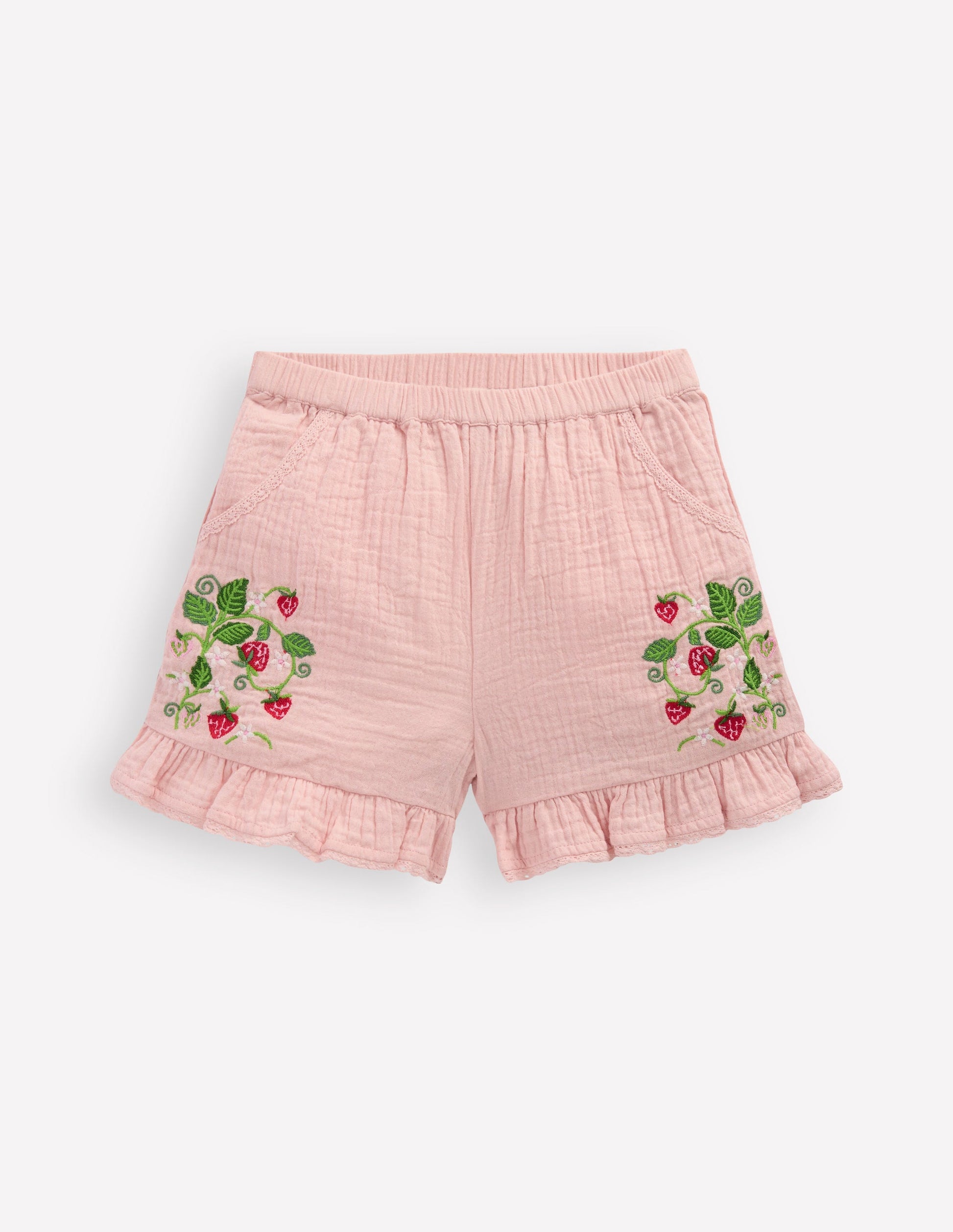 Frill Woven Shorts-Lotus Strawberry-3
