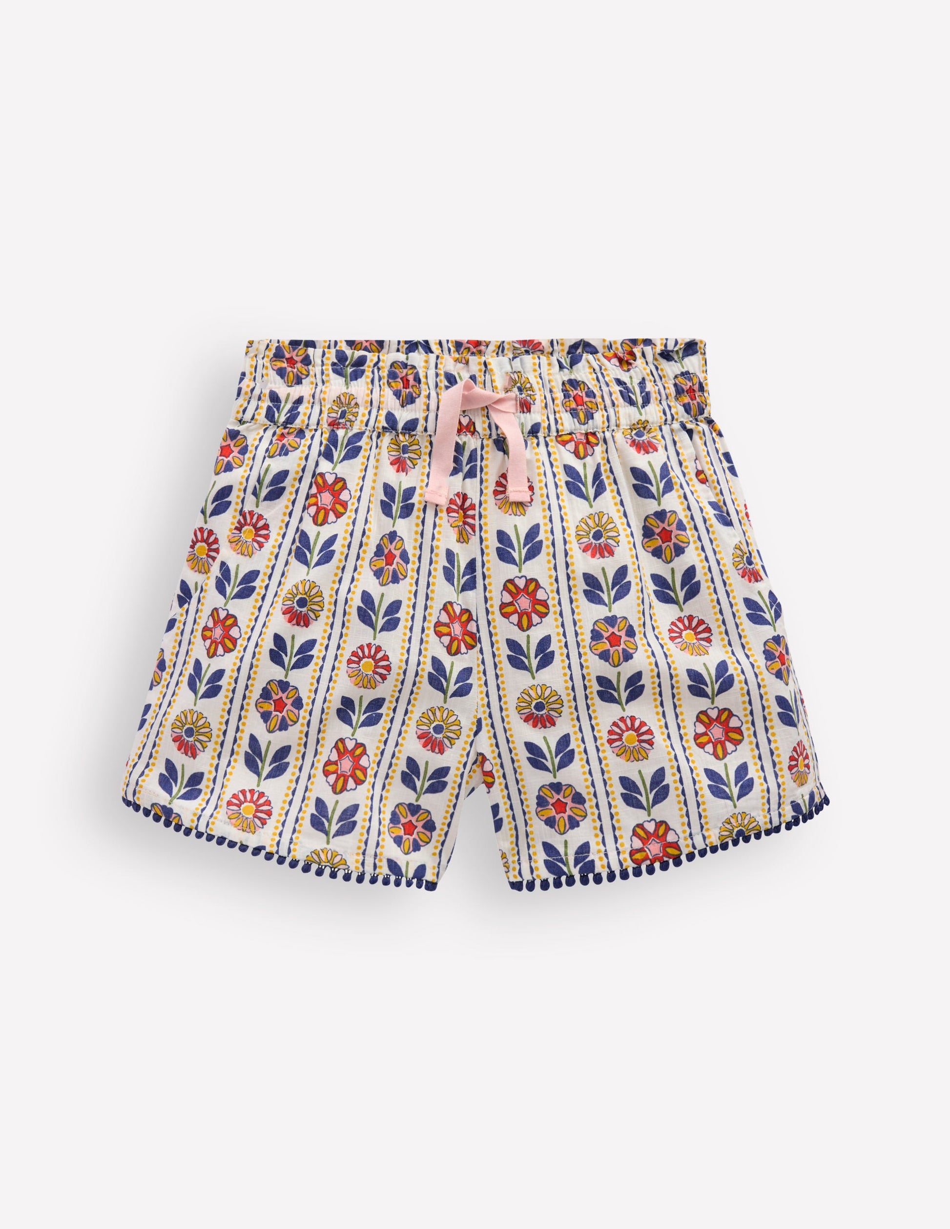 Pull-on Holiday Shorts-Ivory Floral Stripe-3