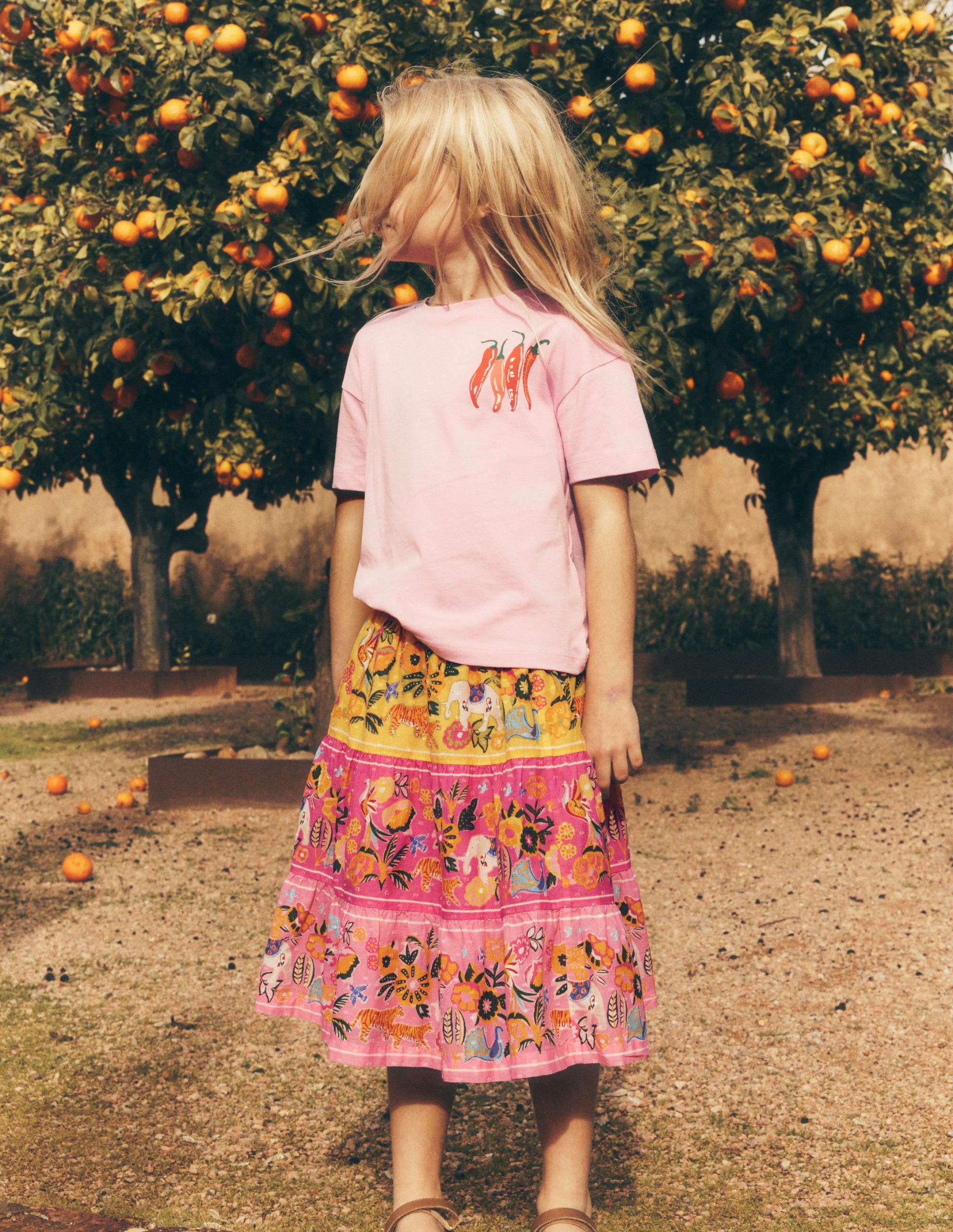 Midi Tiered Skirt-Multi Tropical Animals - Image 4