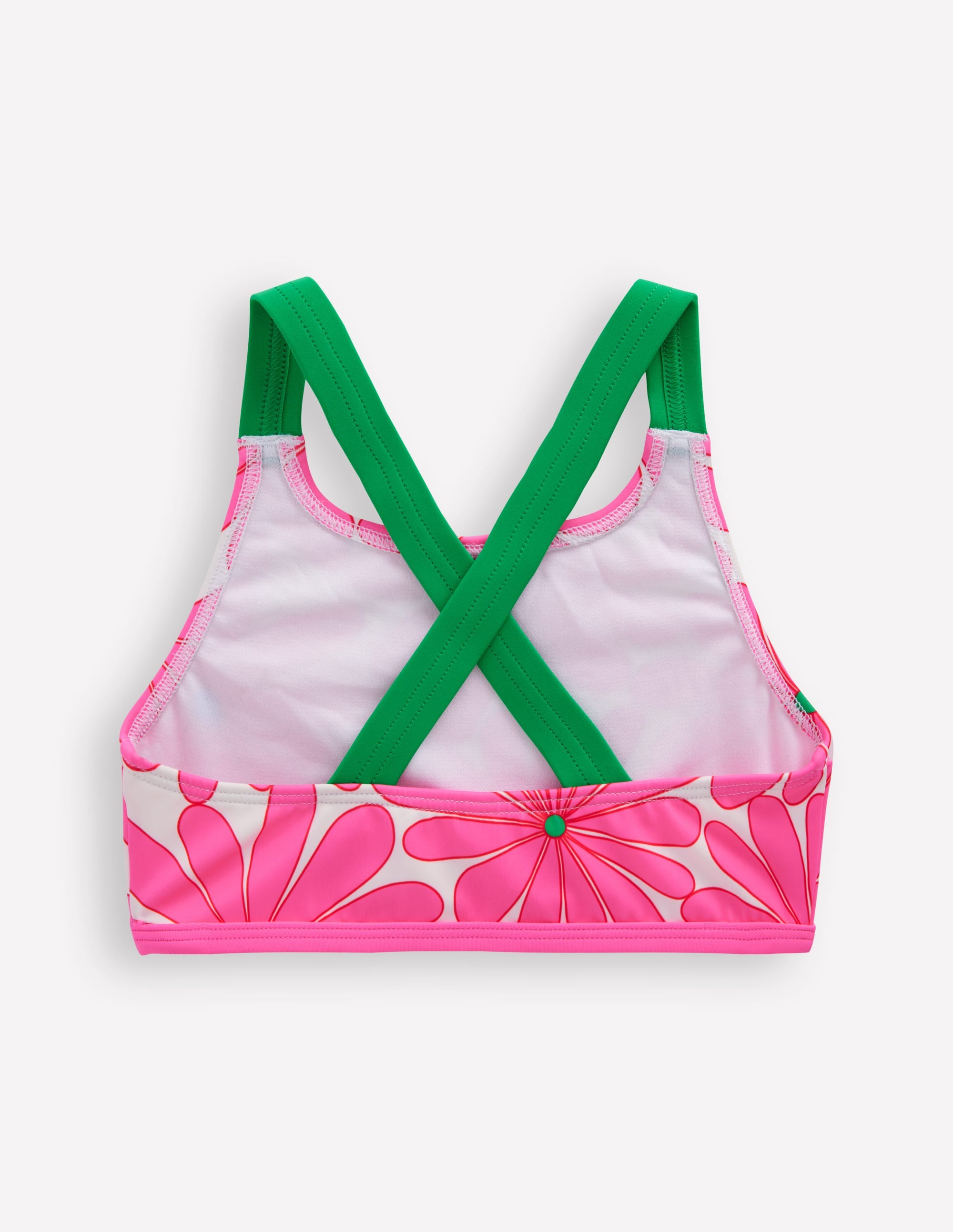 Cross-back Bikini Top-Festival Pink Daisy - Image 2