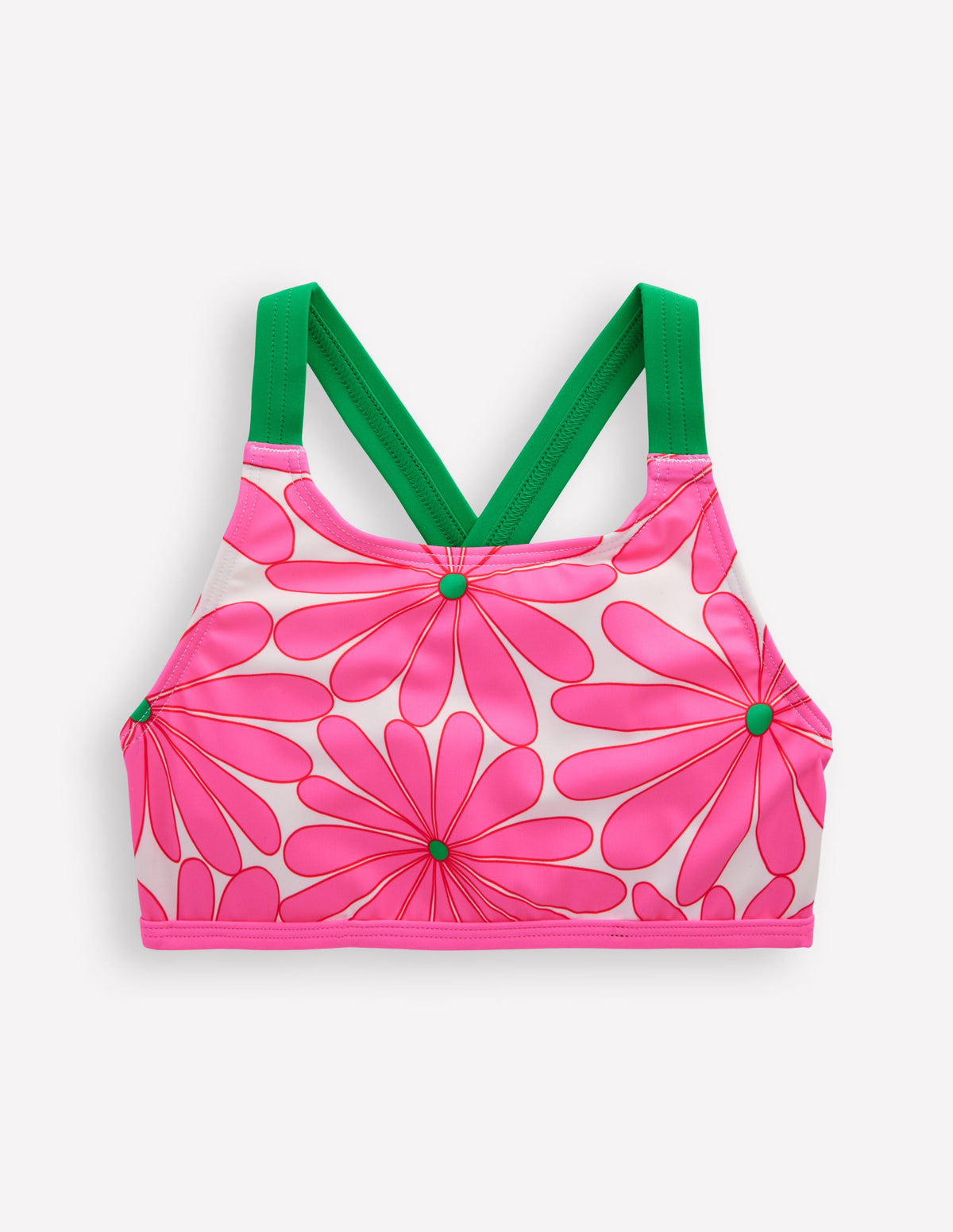 Cross-back Bikini Top-Festival Pink Daisy - Image 1