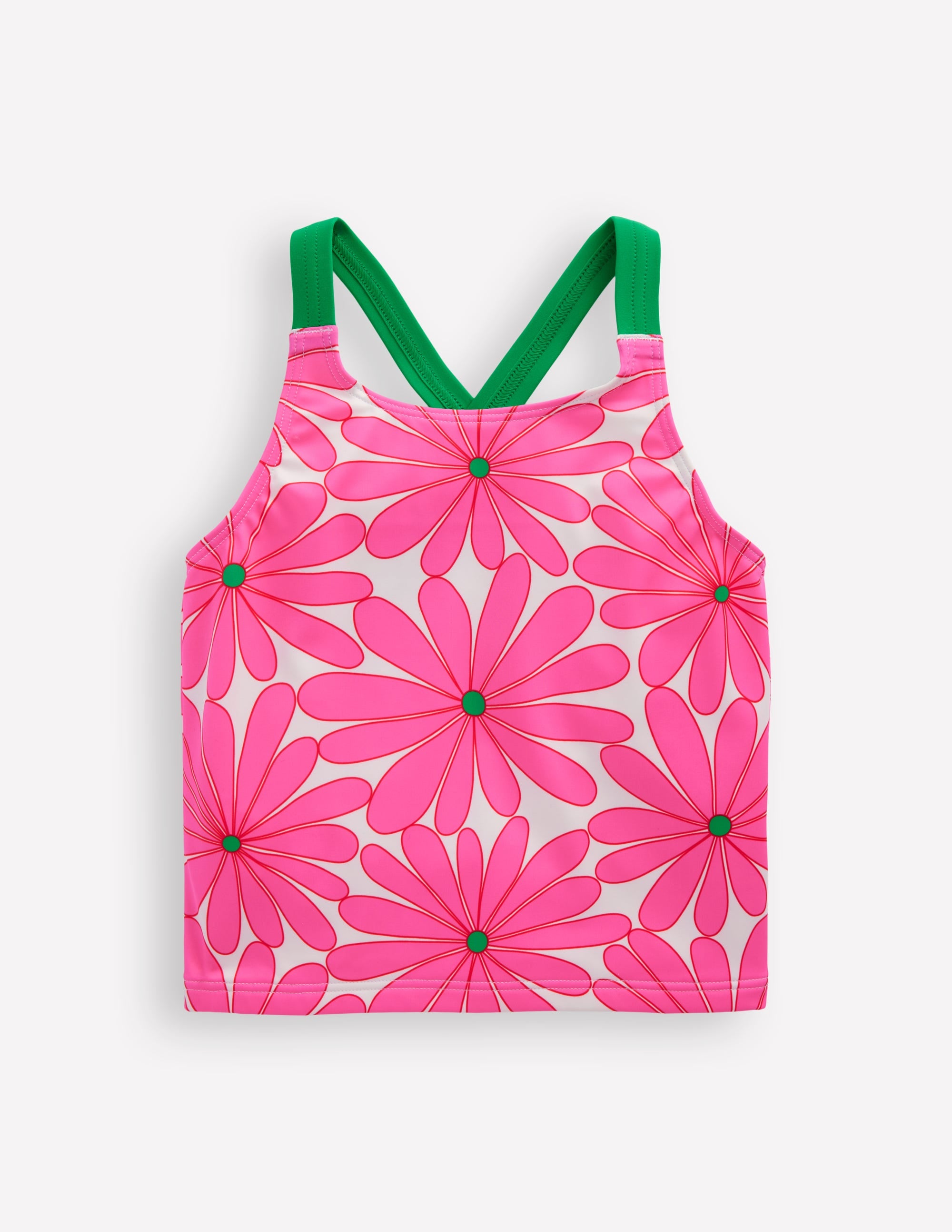 Cross-Back Tankini Top-Festival Pink Daisy - Image 1
