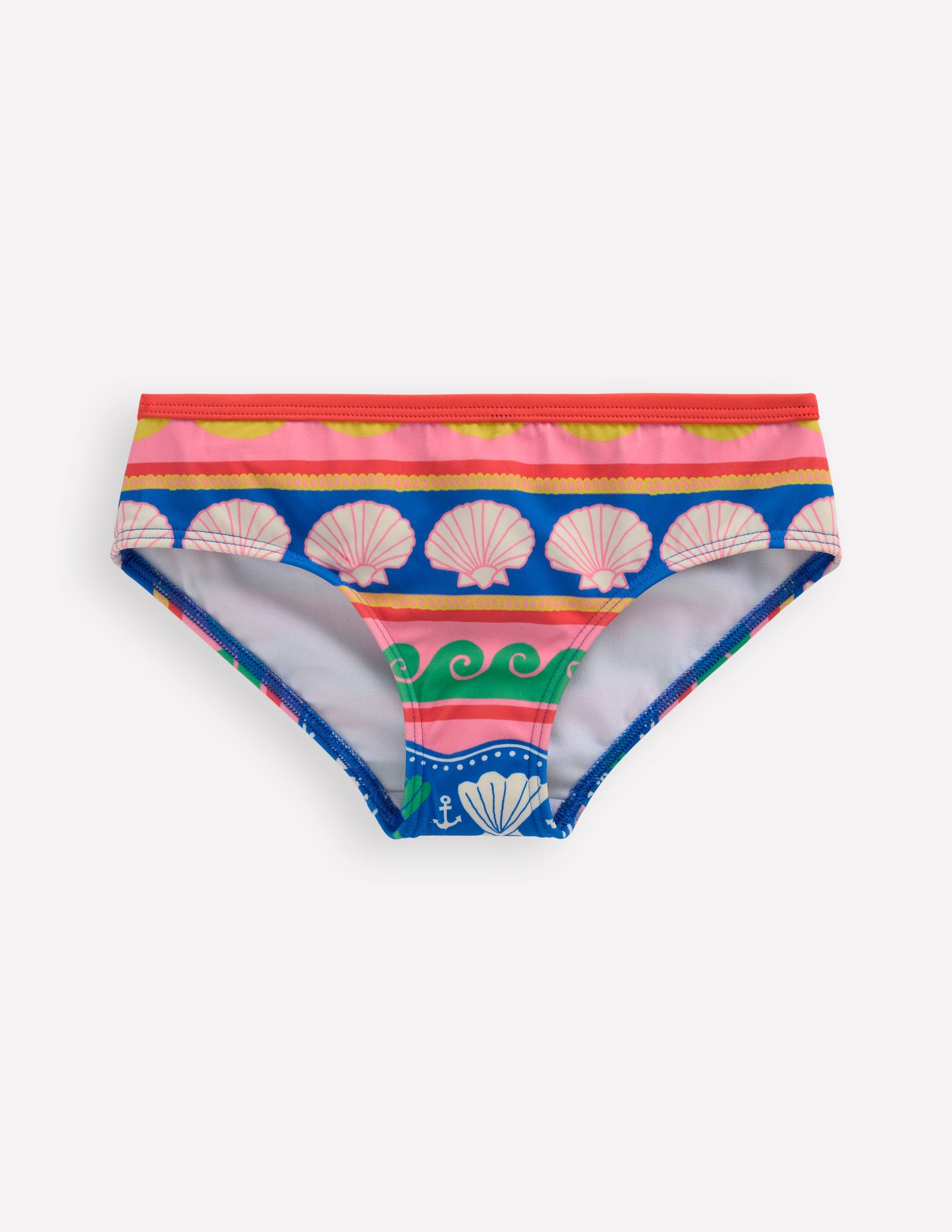Patterned Bikini Bottoms-Multi Sea Shell Stripe-1