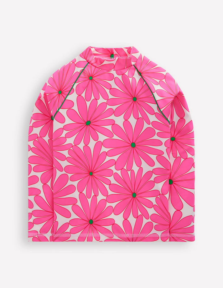 Sunsafe Patterned Rash Vest-Festival Pink Daisy