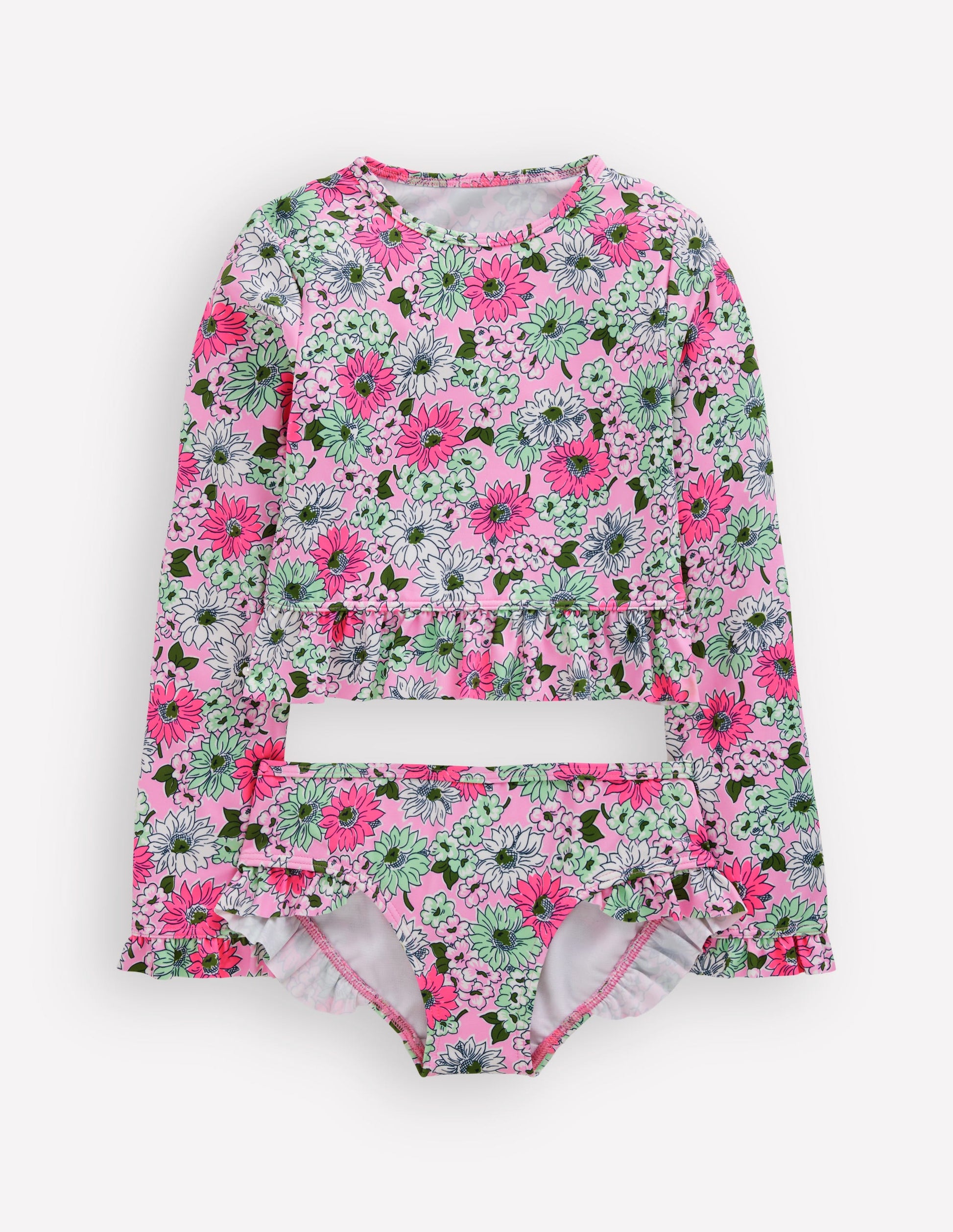 Long Sleeve Frill Set-Lilac Chiffon Cornflower-1