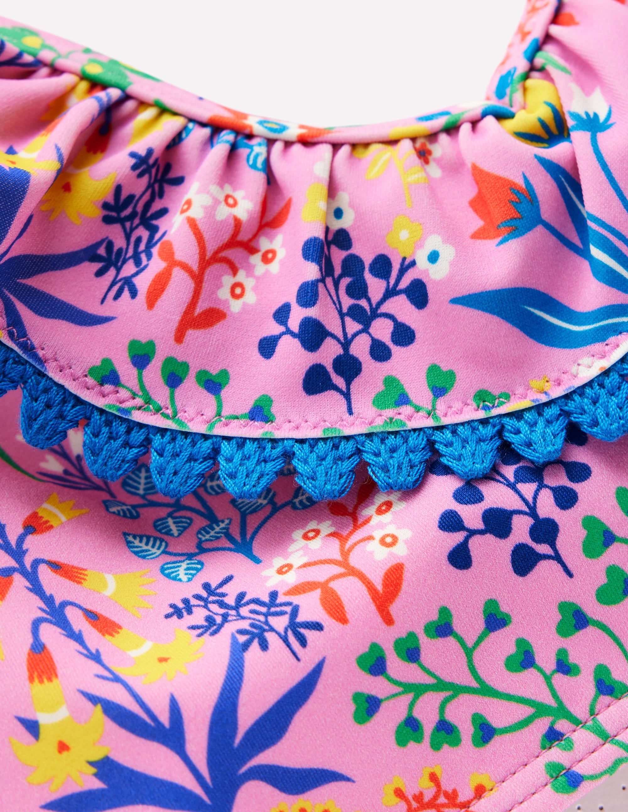 Frill V-neck Bikini Set-Meadowsweet Pink Garden floral - Image 3