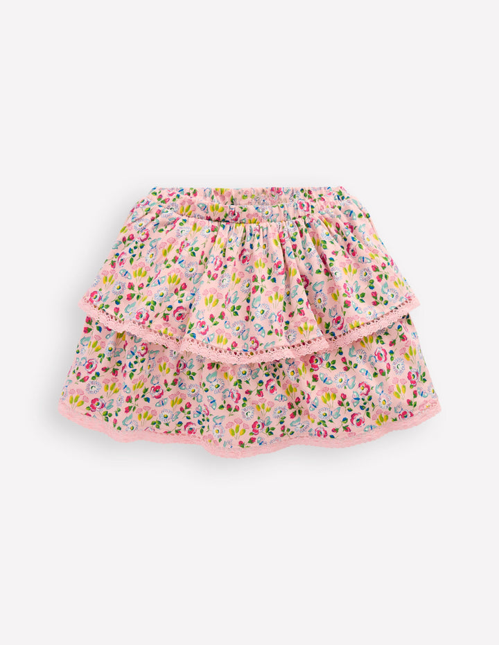 Ruffle Jersey Skort-Chalk Pink Spring Garden