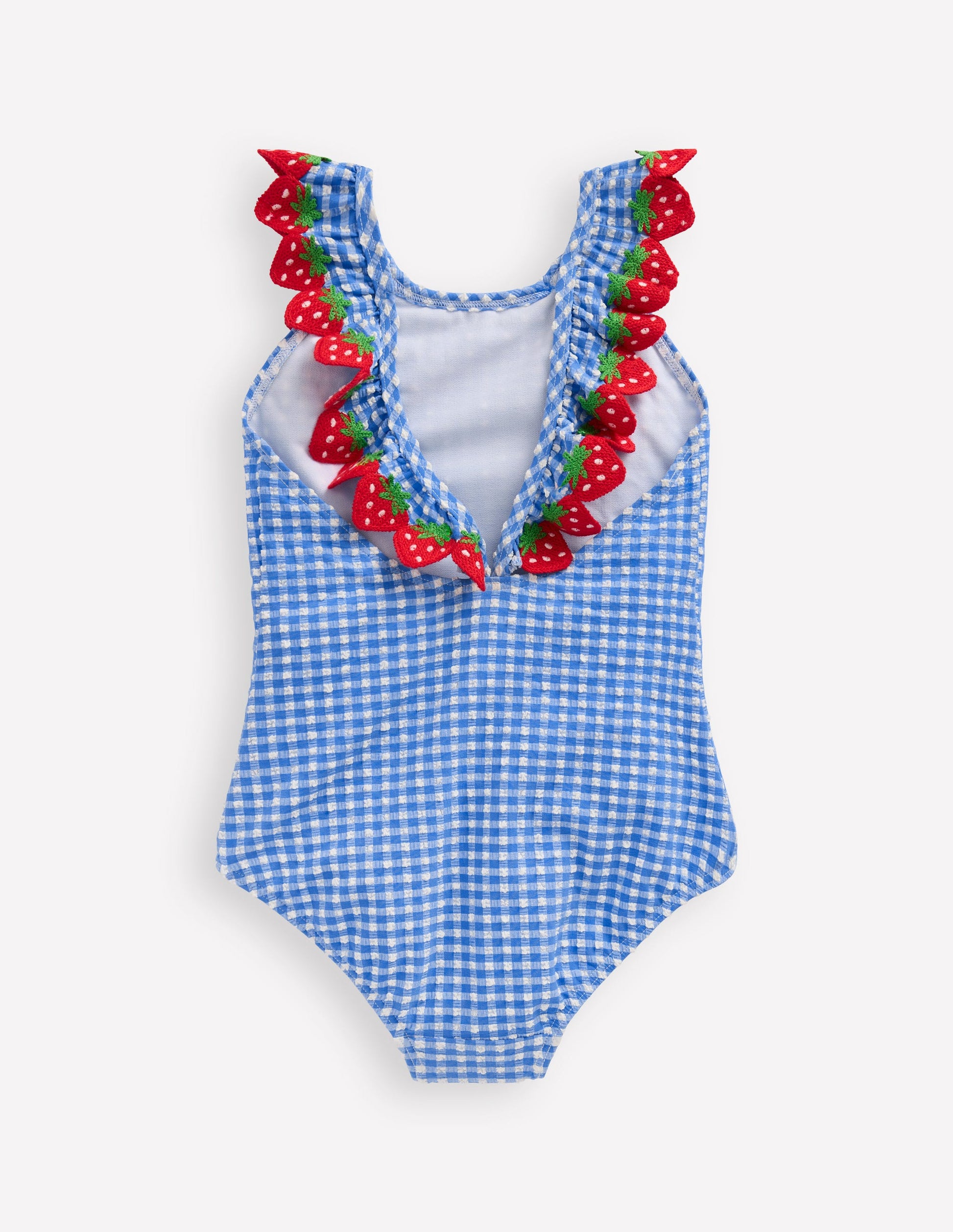 Flutter Trim Swimsuit-Glacier Blue Gingham-4