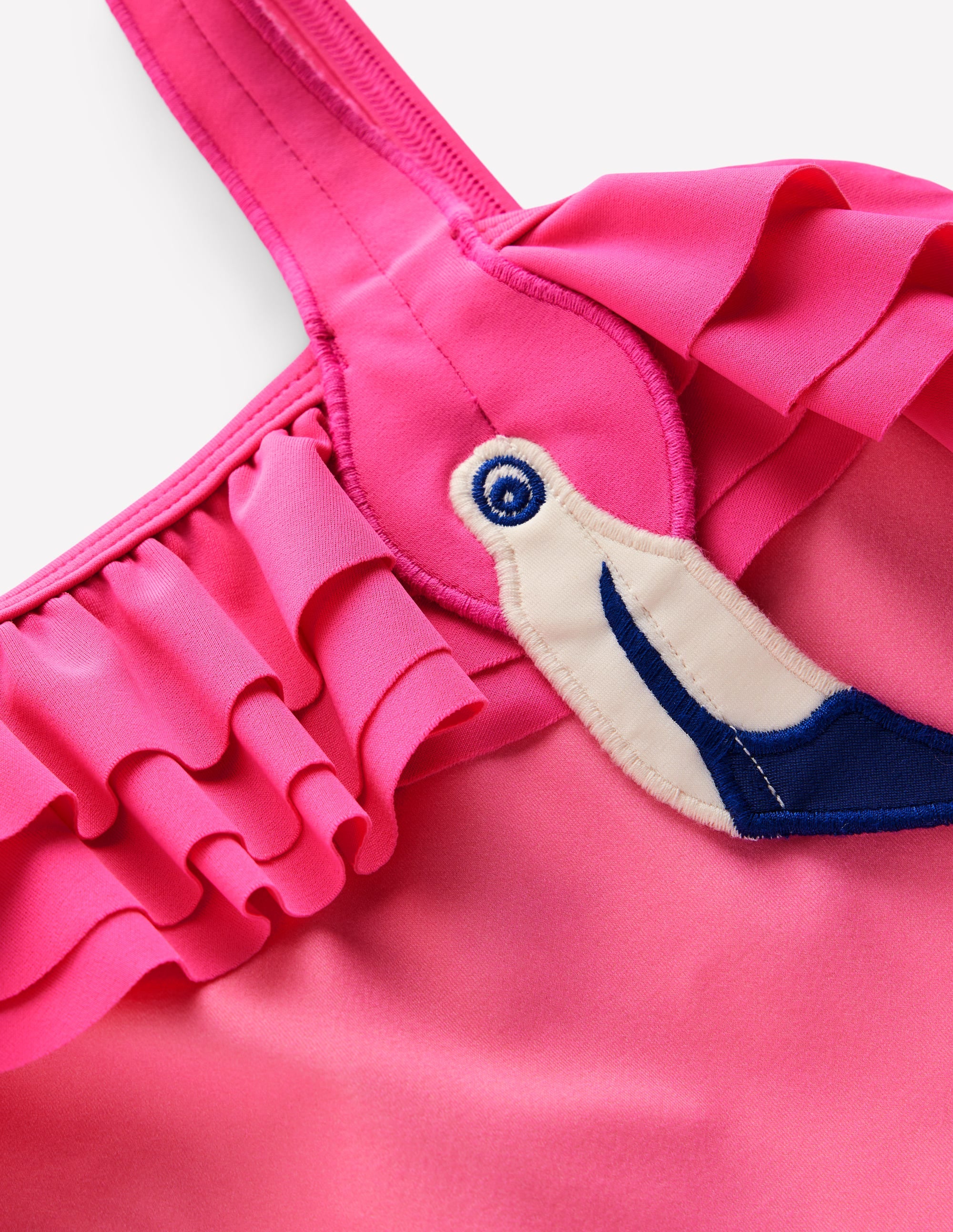 One Shoulder Appliqué Swimsuit-Sorbet Pink Flamingo - Image 3