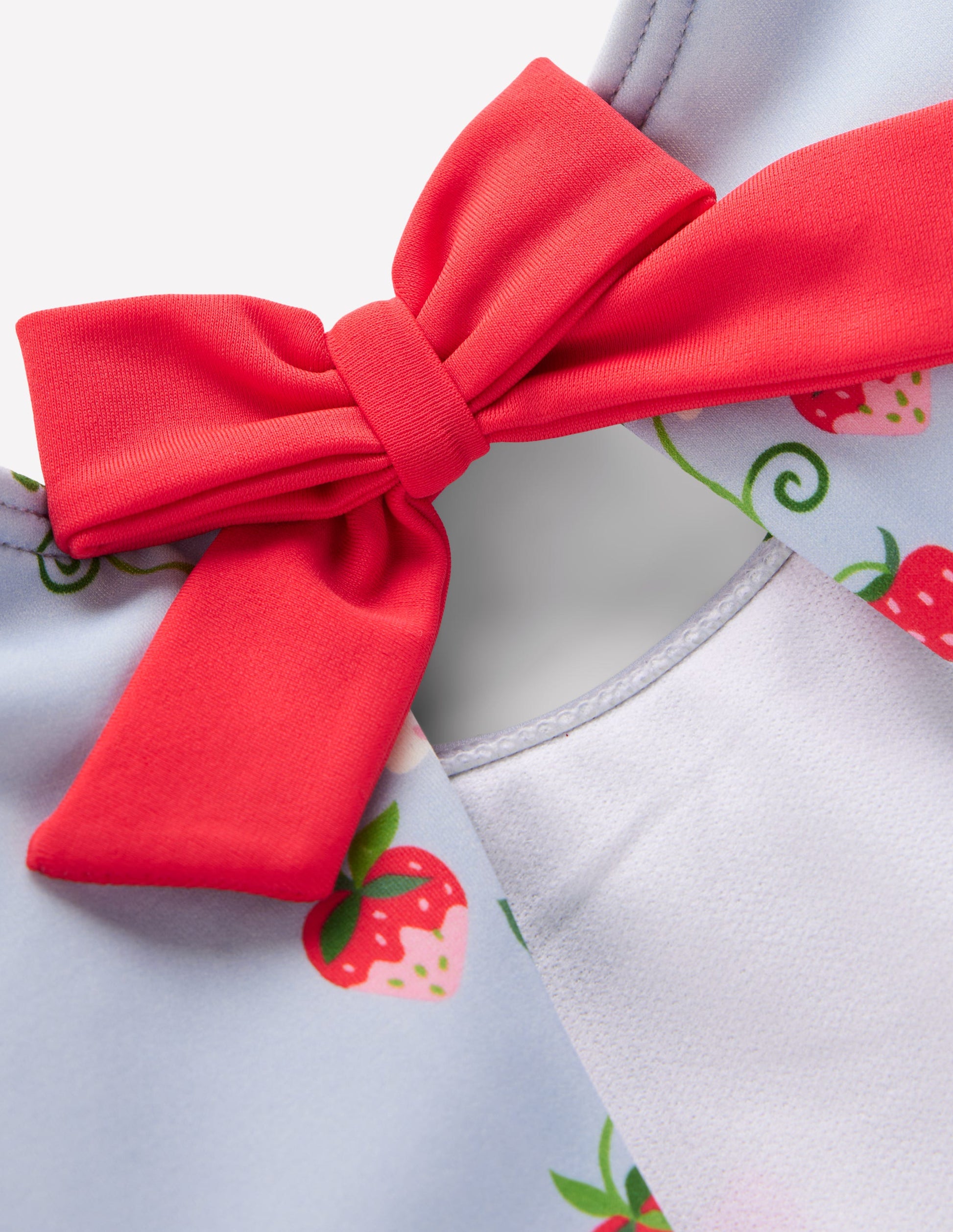 Puff Sleeve Swimsuit-Misty Blue Strawberry Vine-3