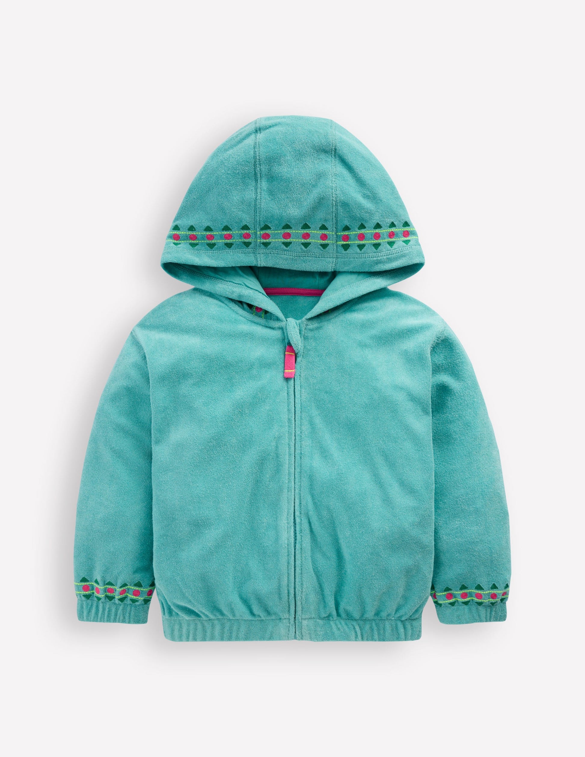 Relaxed Towelling Hoodie-Blue Embroidery-1