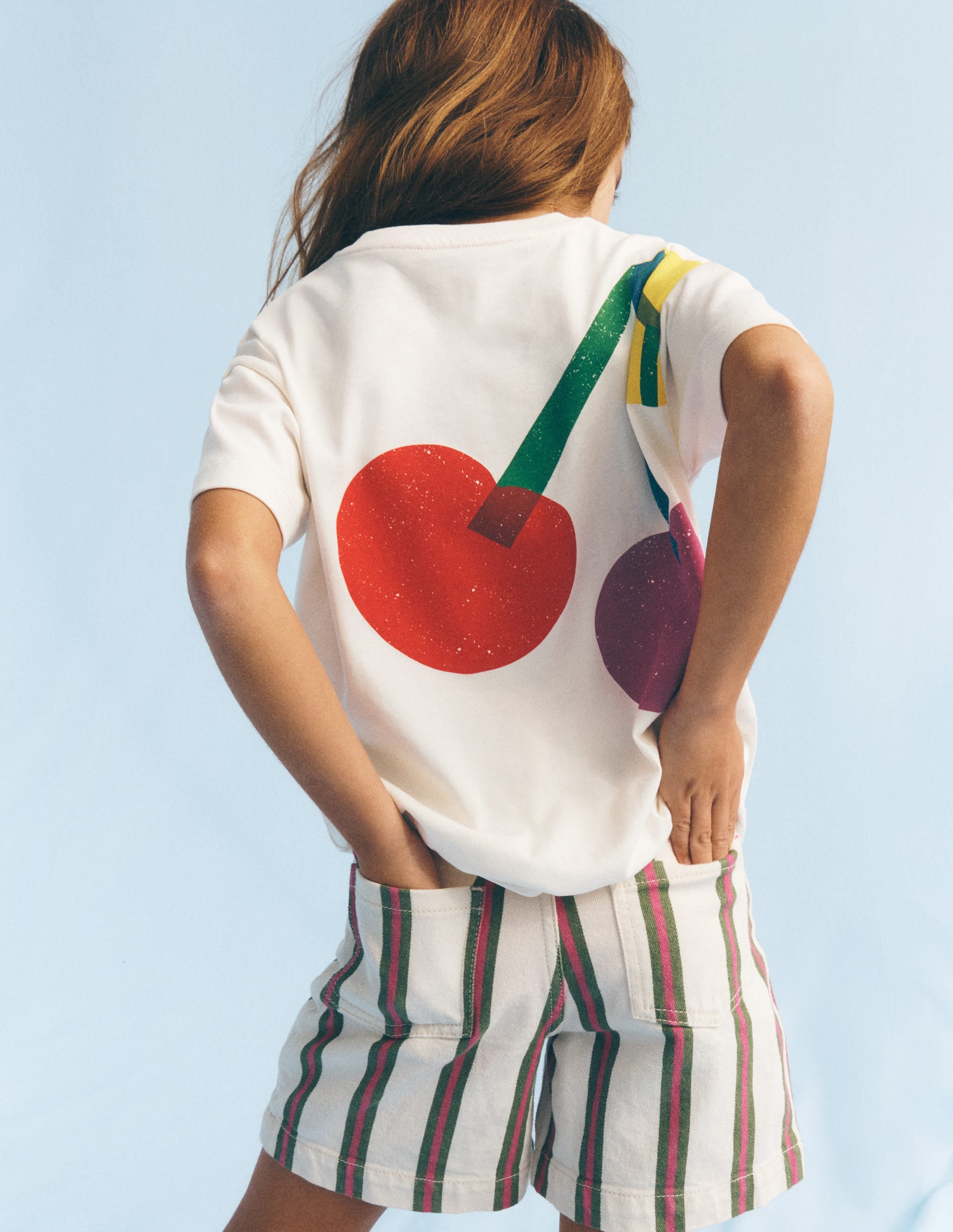Short Sleeve Printed T-Shirt-Soft Ivory Cherries - Image 1