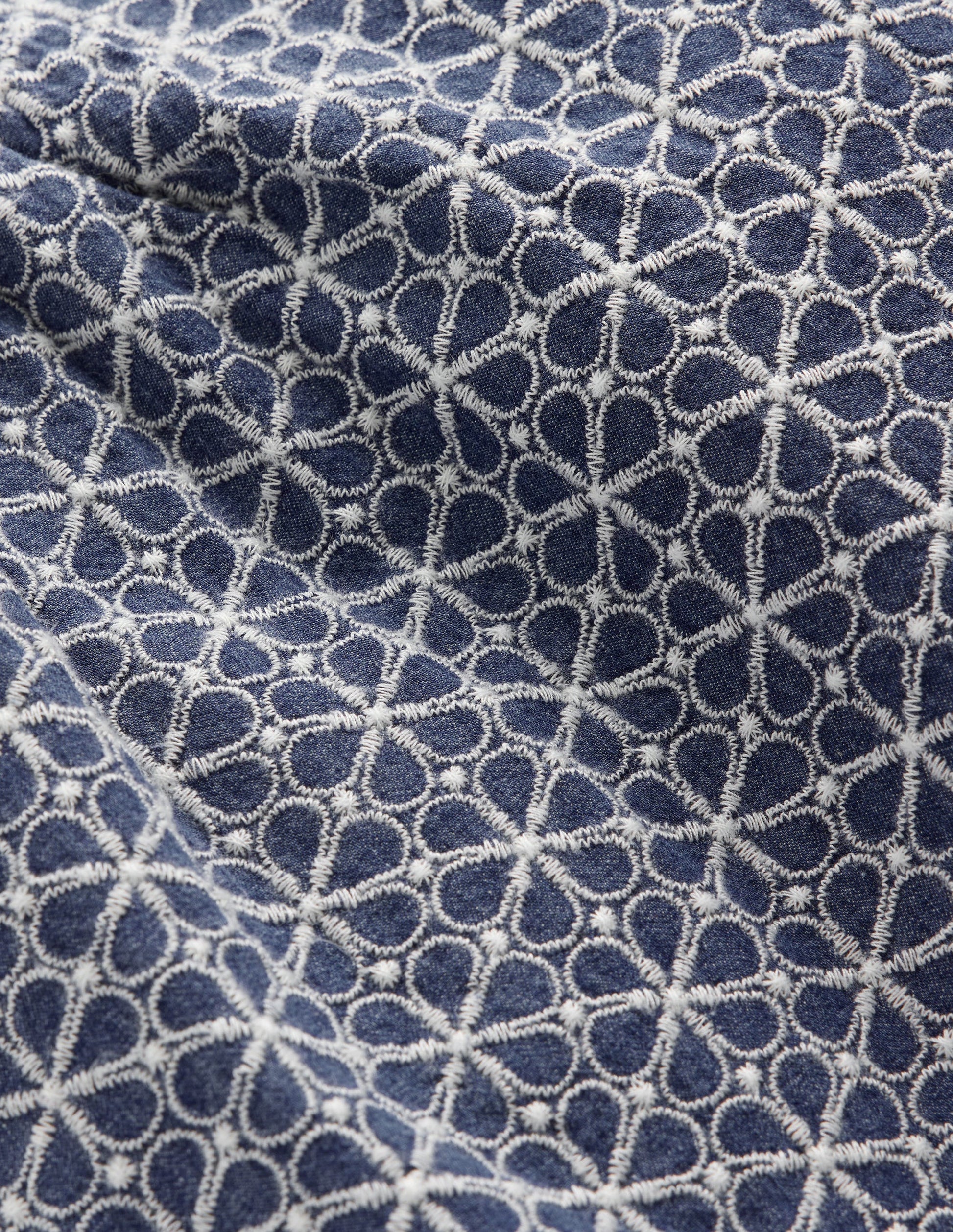 Puff Sleeve Woven Top-Chambray Broderie-3