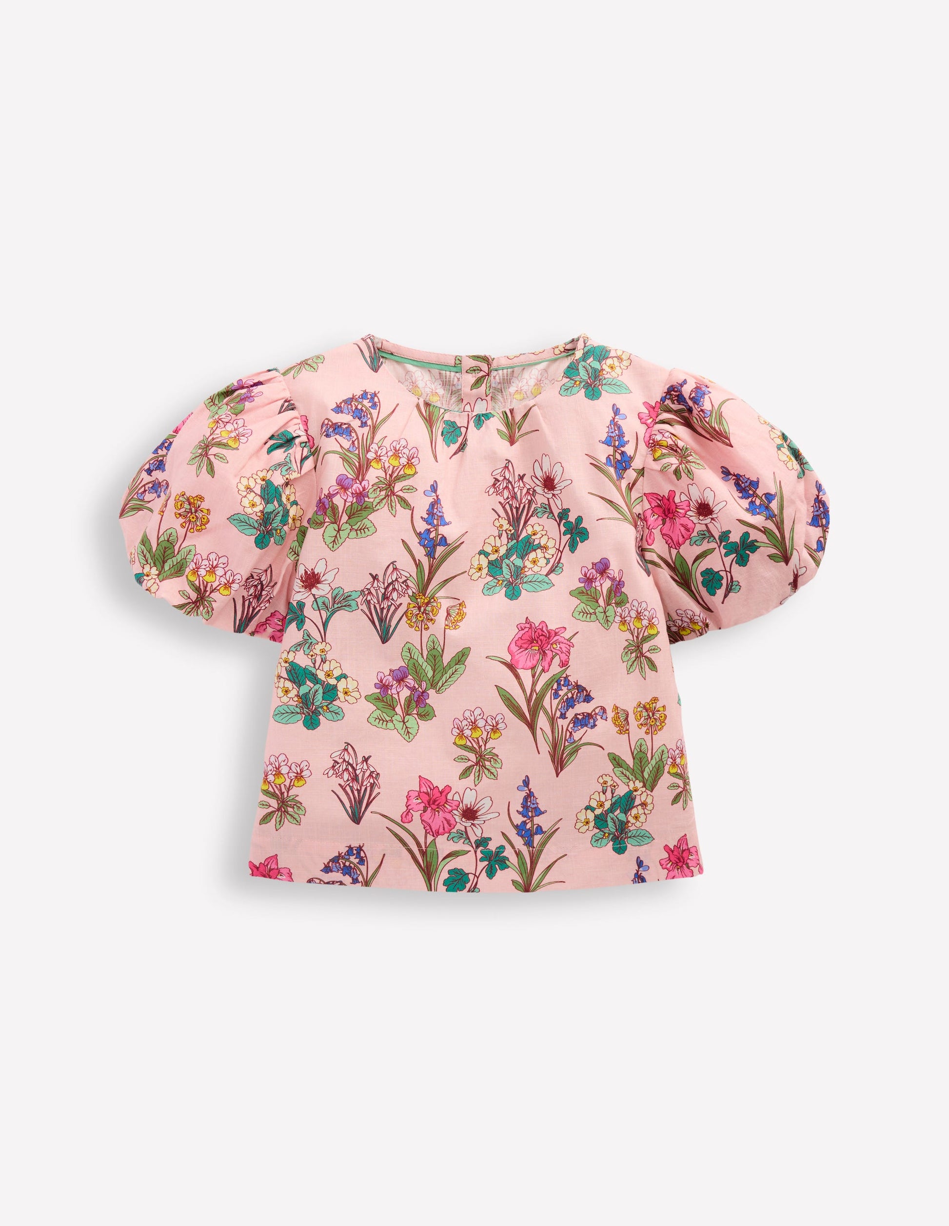 Puff Sleeve Woven Top-Pink Floral-1