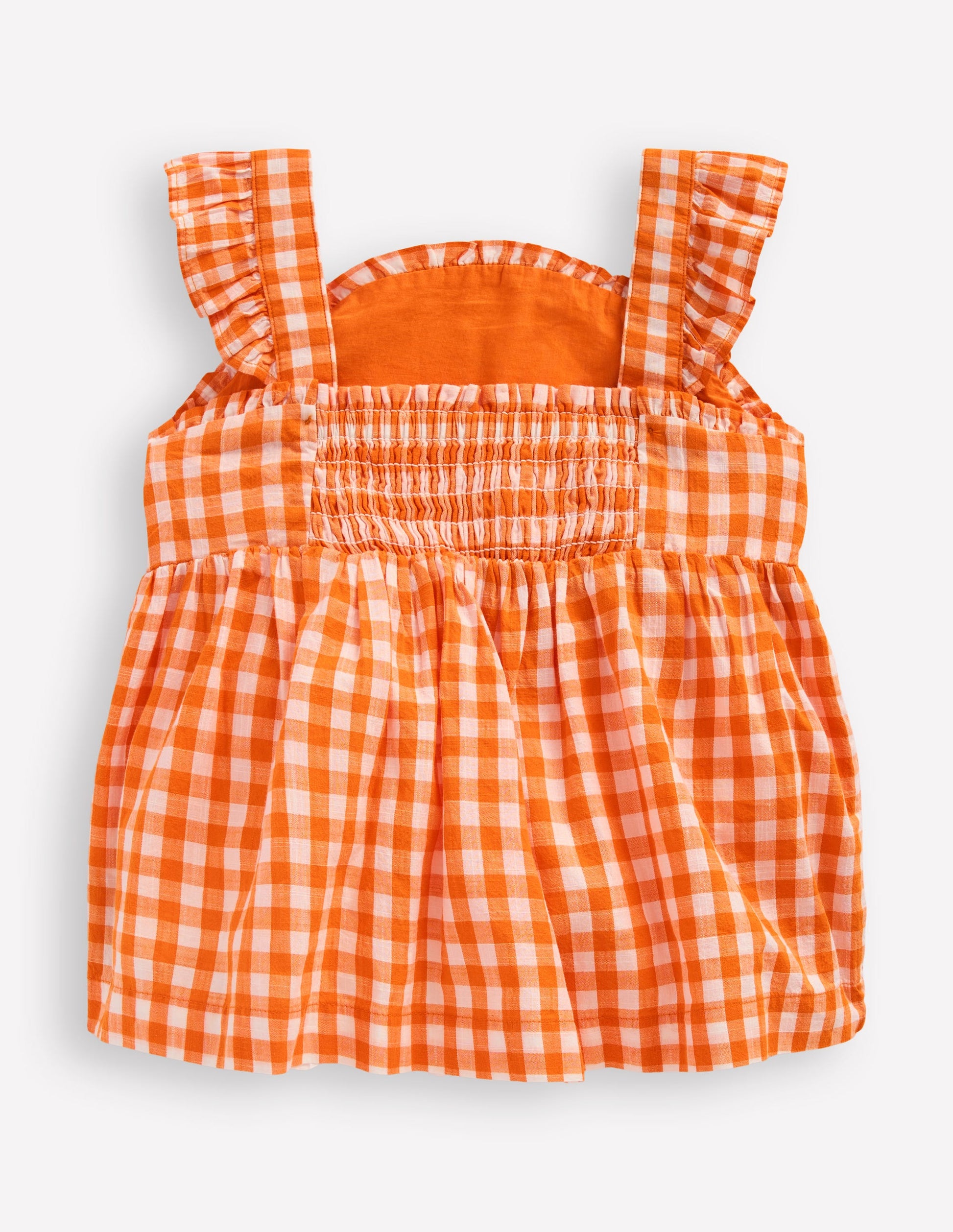 Novelty Strappy Top-Orange and Ivory Gingham-2