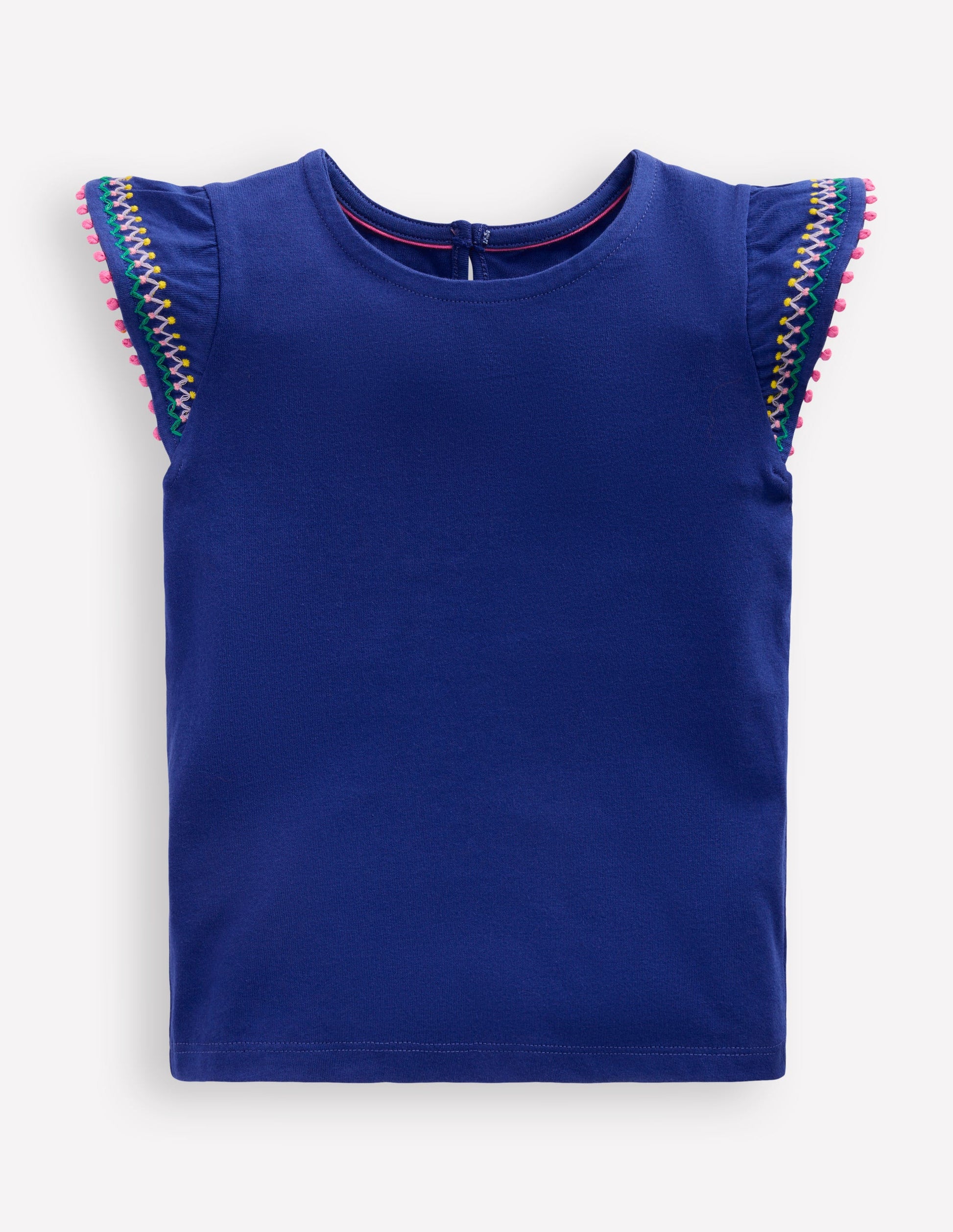 Flutter Sleeve Trim Top-Starboard Blue-1