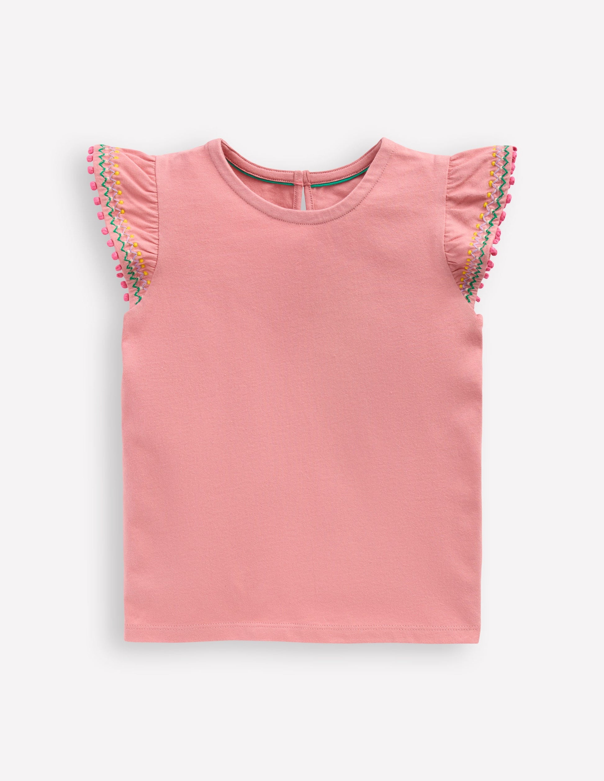 Flutter Sleeve Trim Top-Almond Pink-1