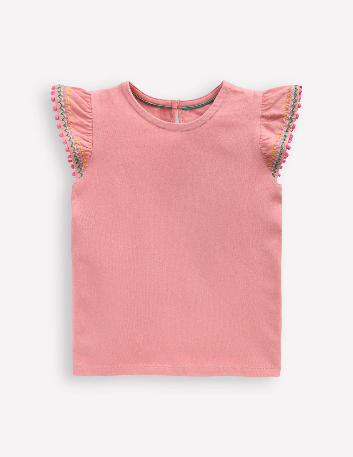Flutter Sleeve Trim Top-Almond Pink - Image 1