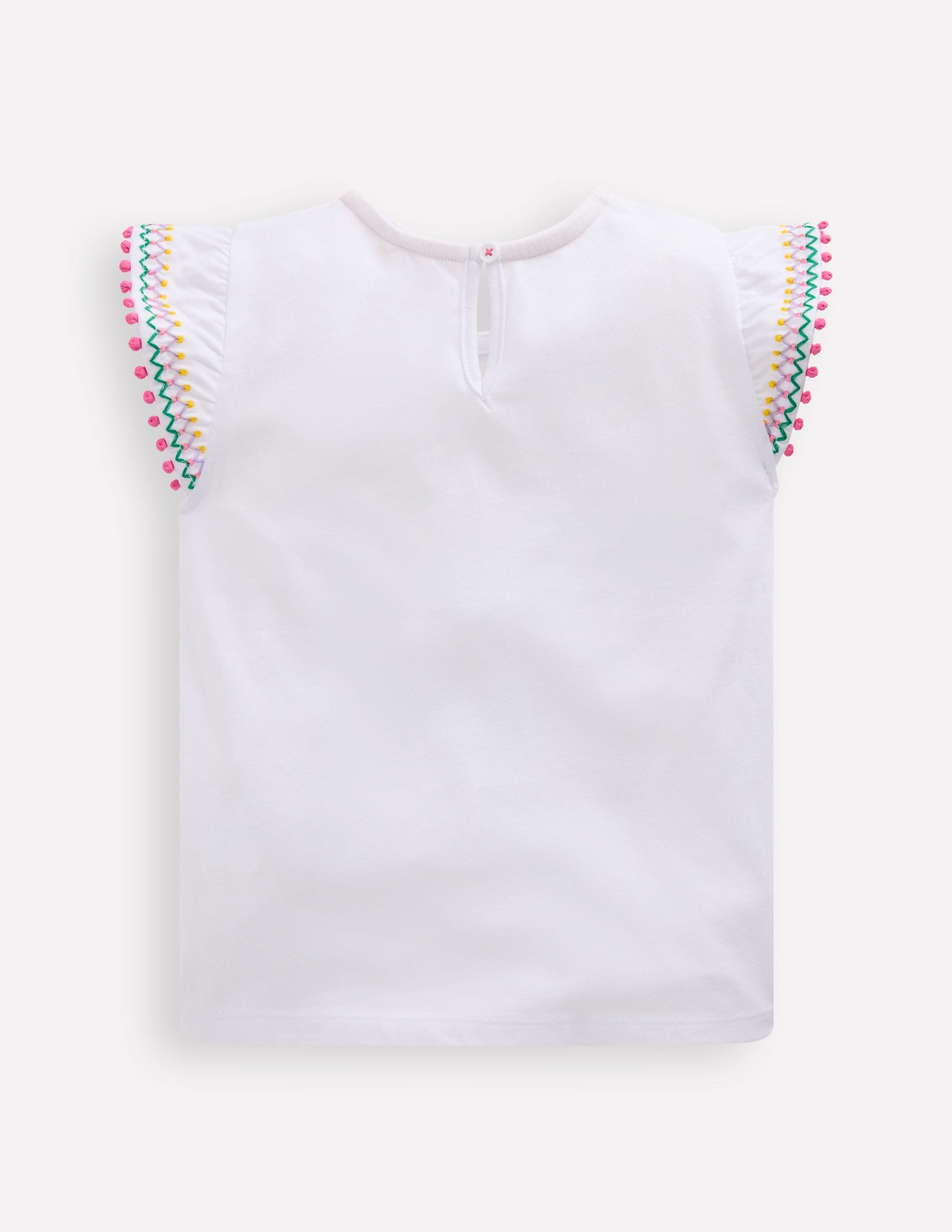 Flutter Sleeve Trim Top-White-2