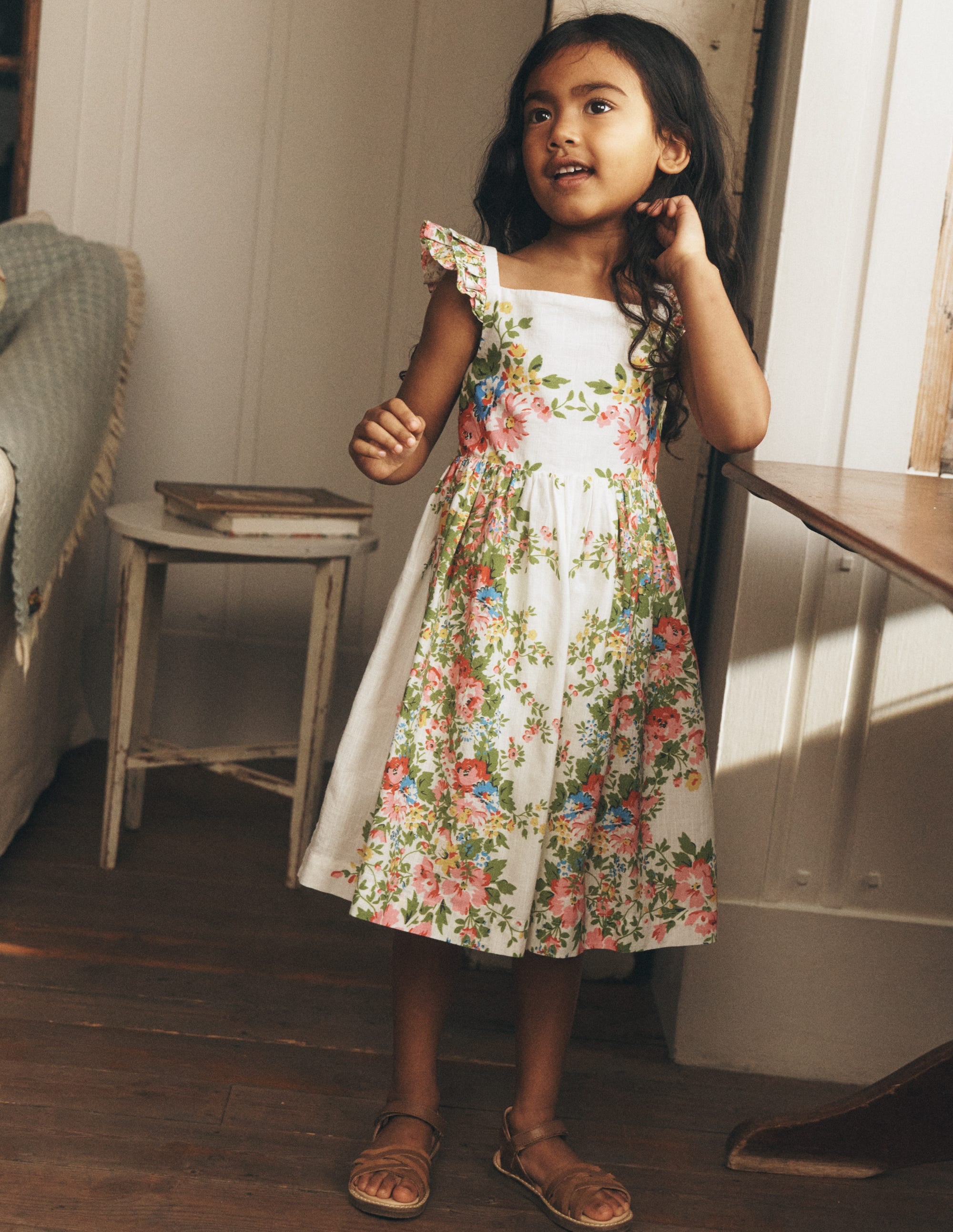 Annalisa Twirly Sundress-Soft Ivory Floral - Image 4