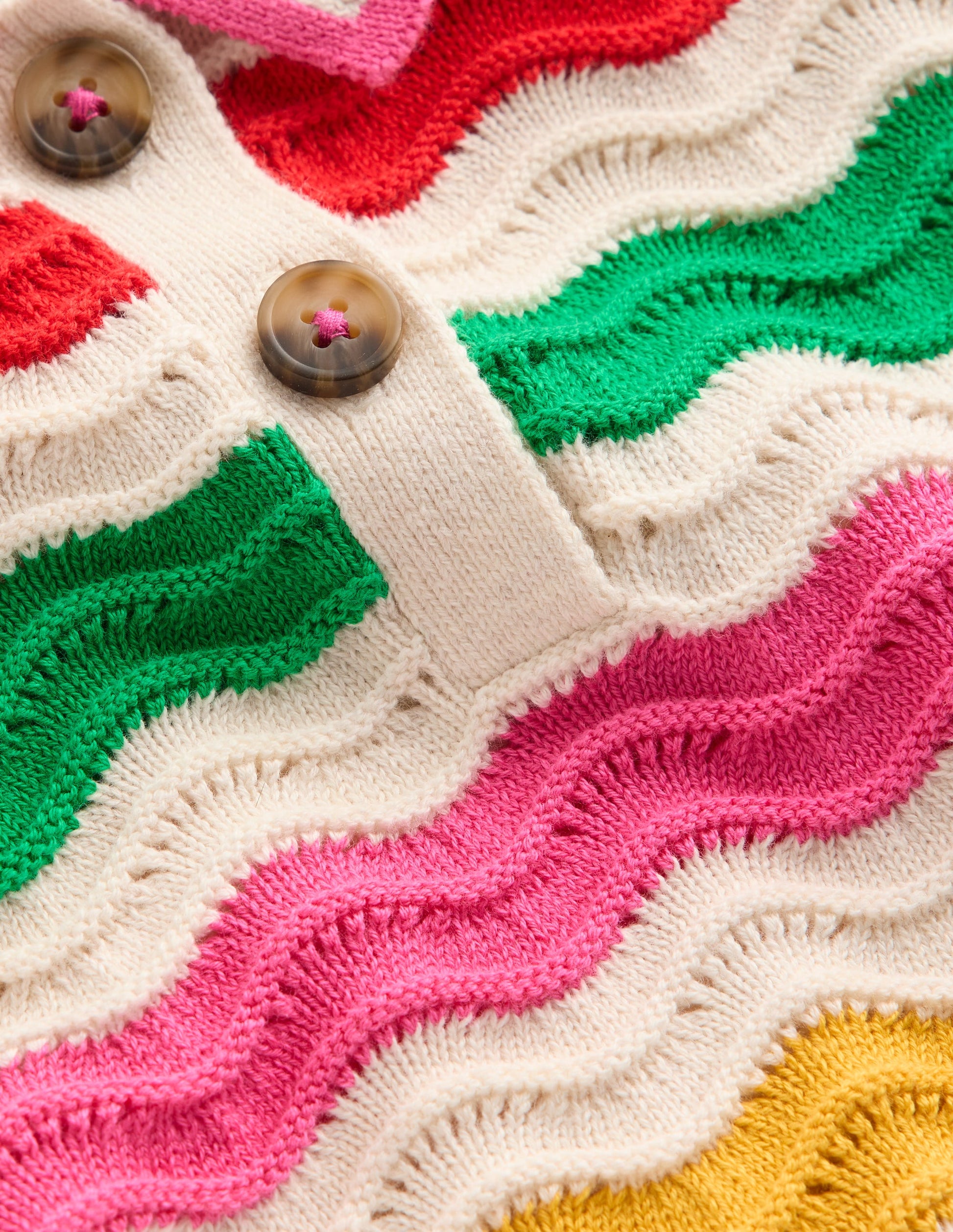 Pointelle Knitted Polo Top-Ecru Marl Multi Wave-3