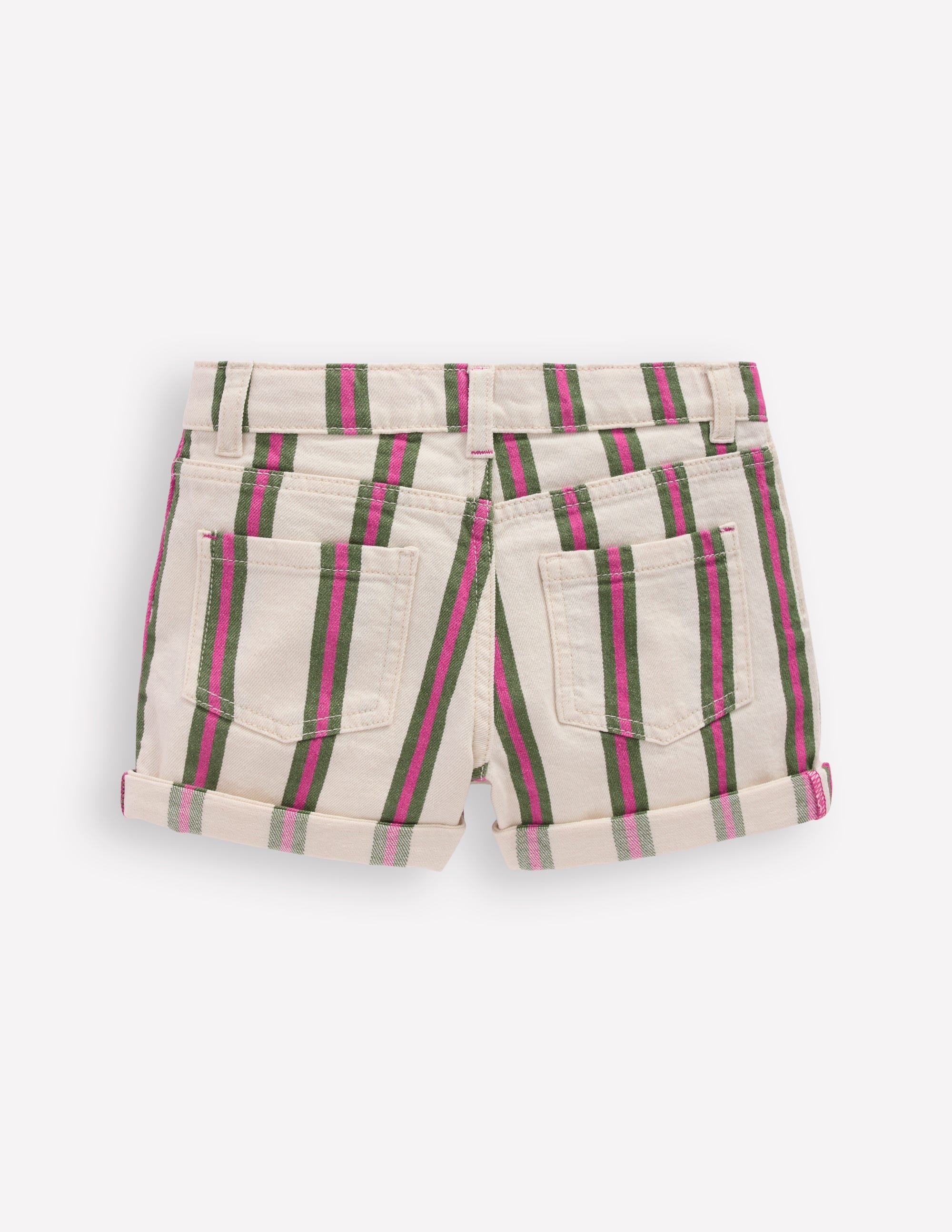 Denim Shorts-Ivory/Green/Pink Stripe - Image 2
