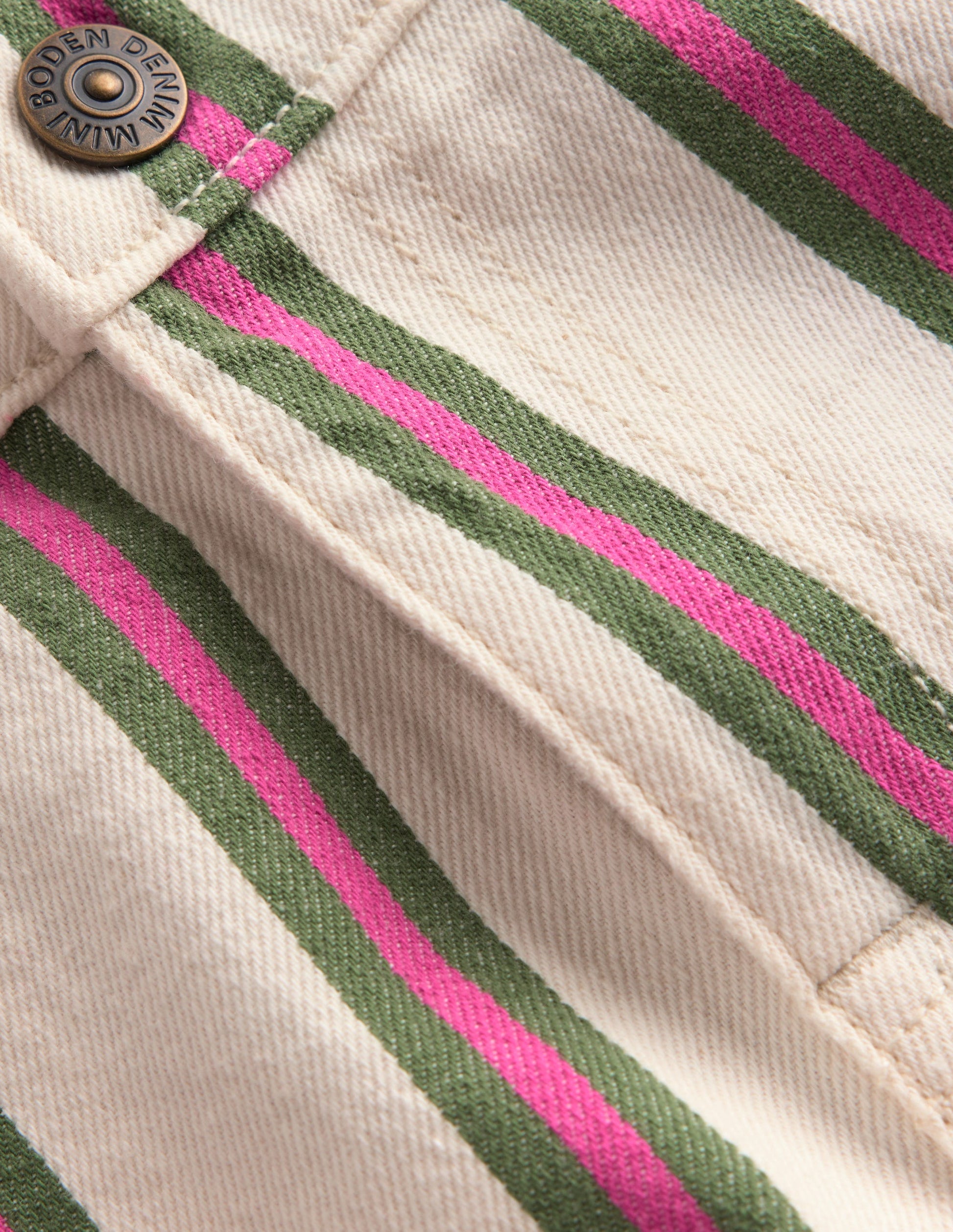 Denim Shorts-Ivory/Green/Pink Stripe-3