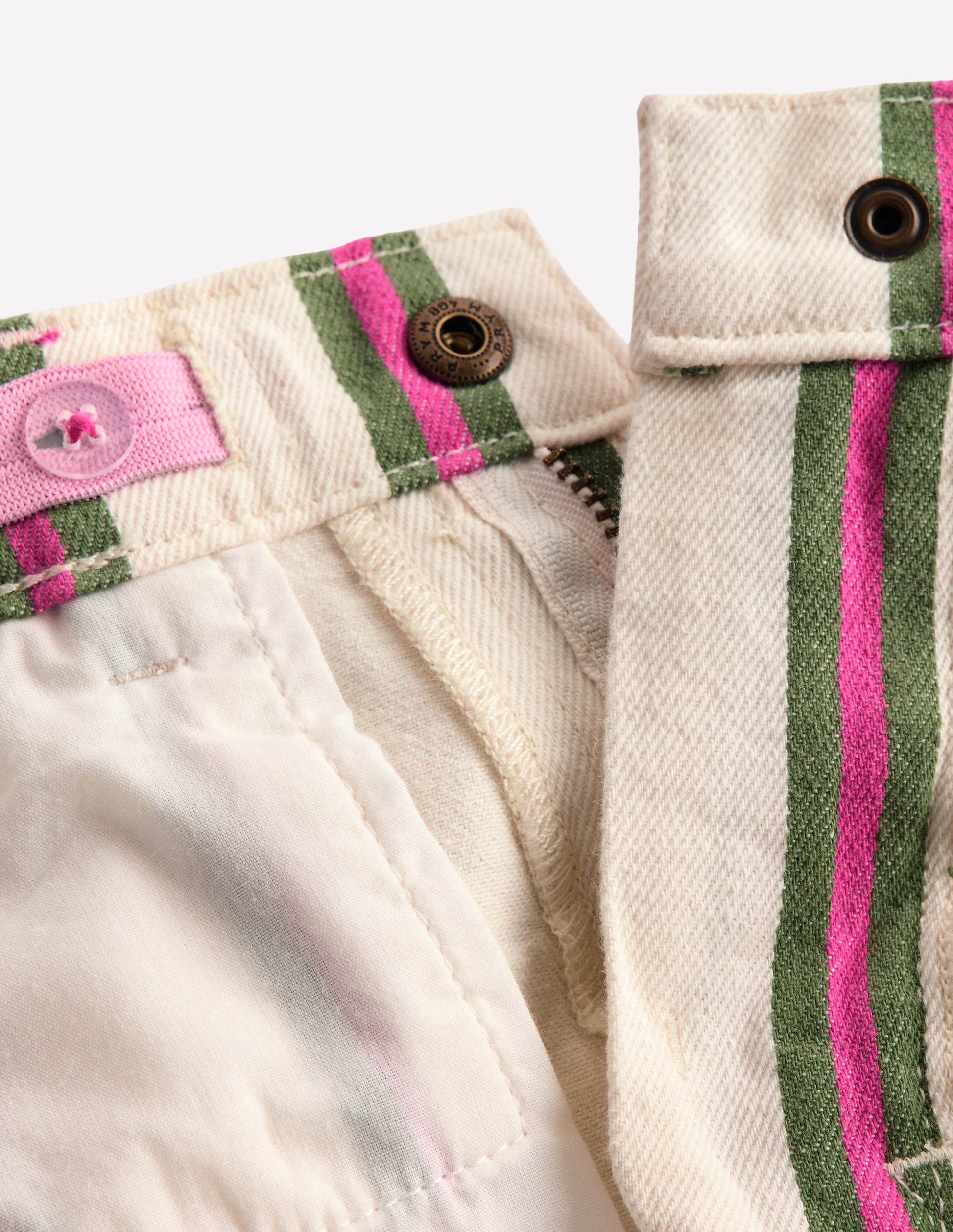 Denim Shorts-Ivory/Green/Pink Stripe-4