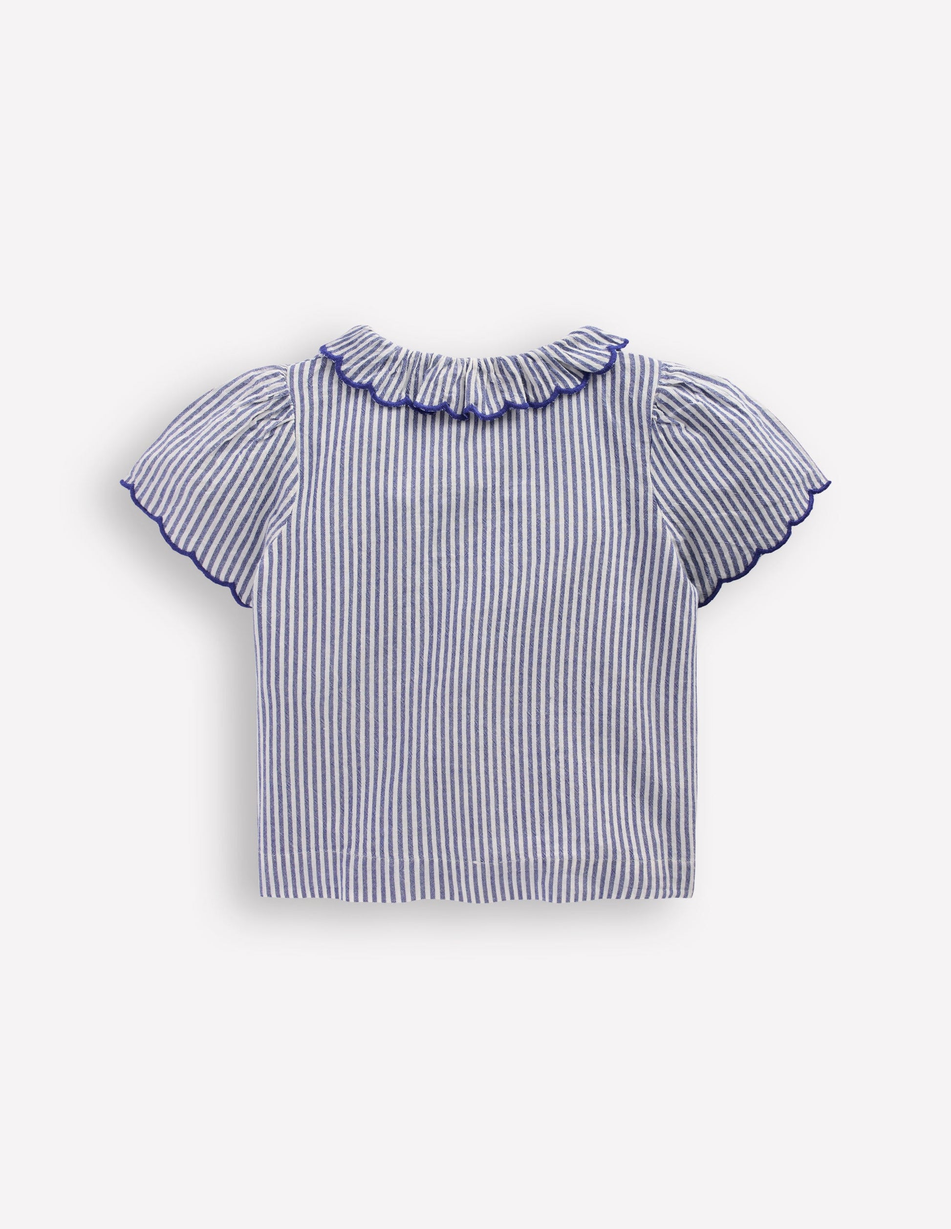 Button-through Blouse-Blue/Ivory Stripe-4