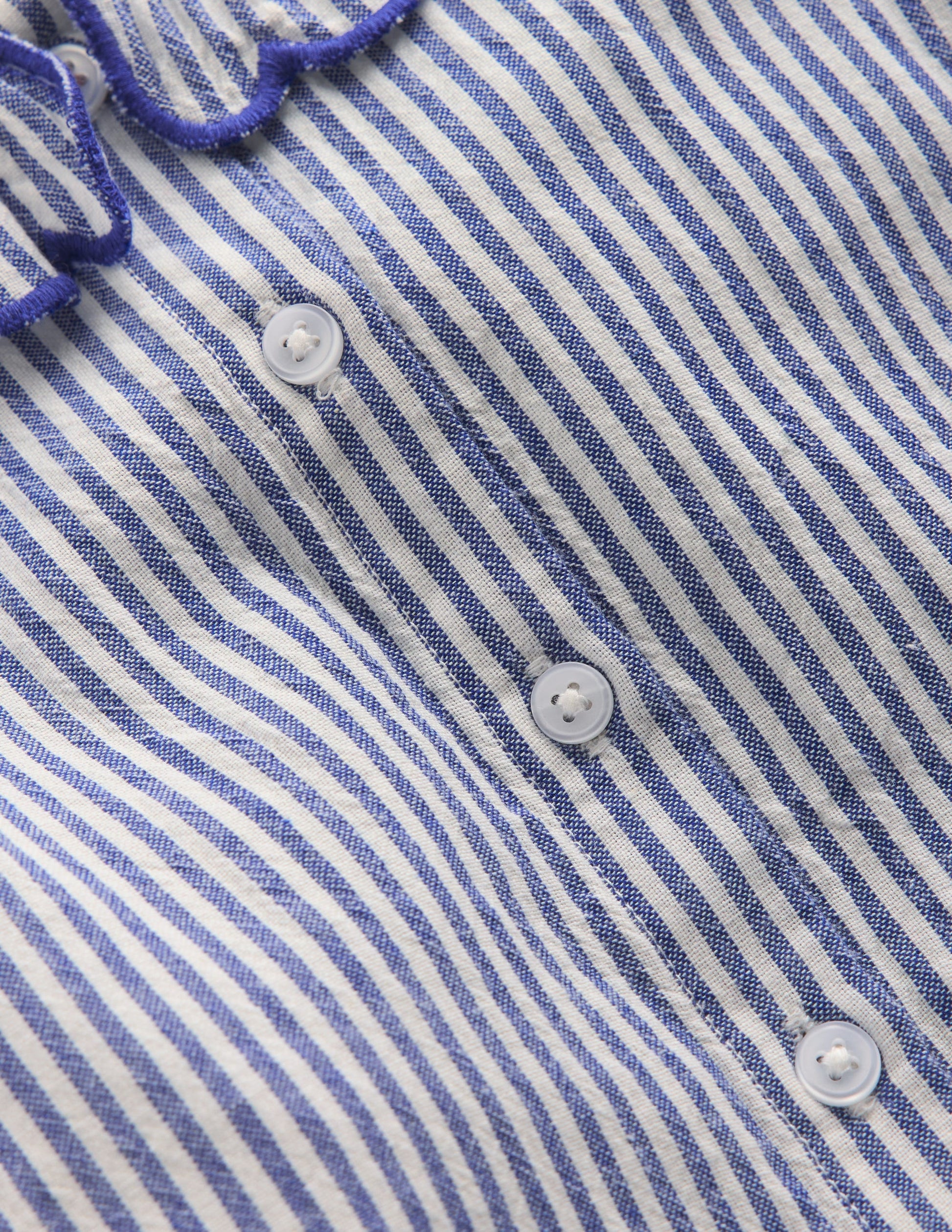 Button-through Blouse-Blue/Ivory Stripe-5
